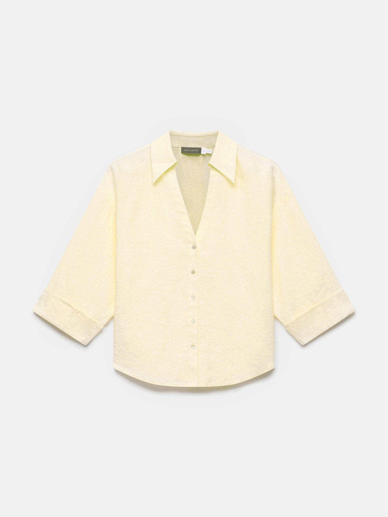  image of mint-velvet-linen-resort-shirt-yellow