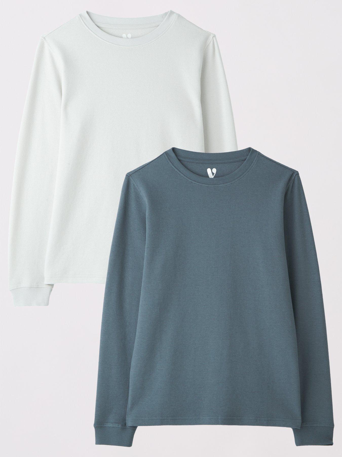 V by Very Boys 2 Pack Long Sleeve T-shirts - Grey