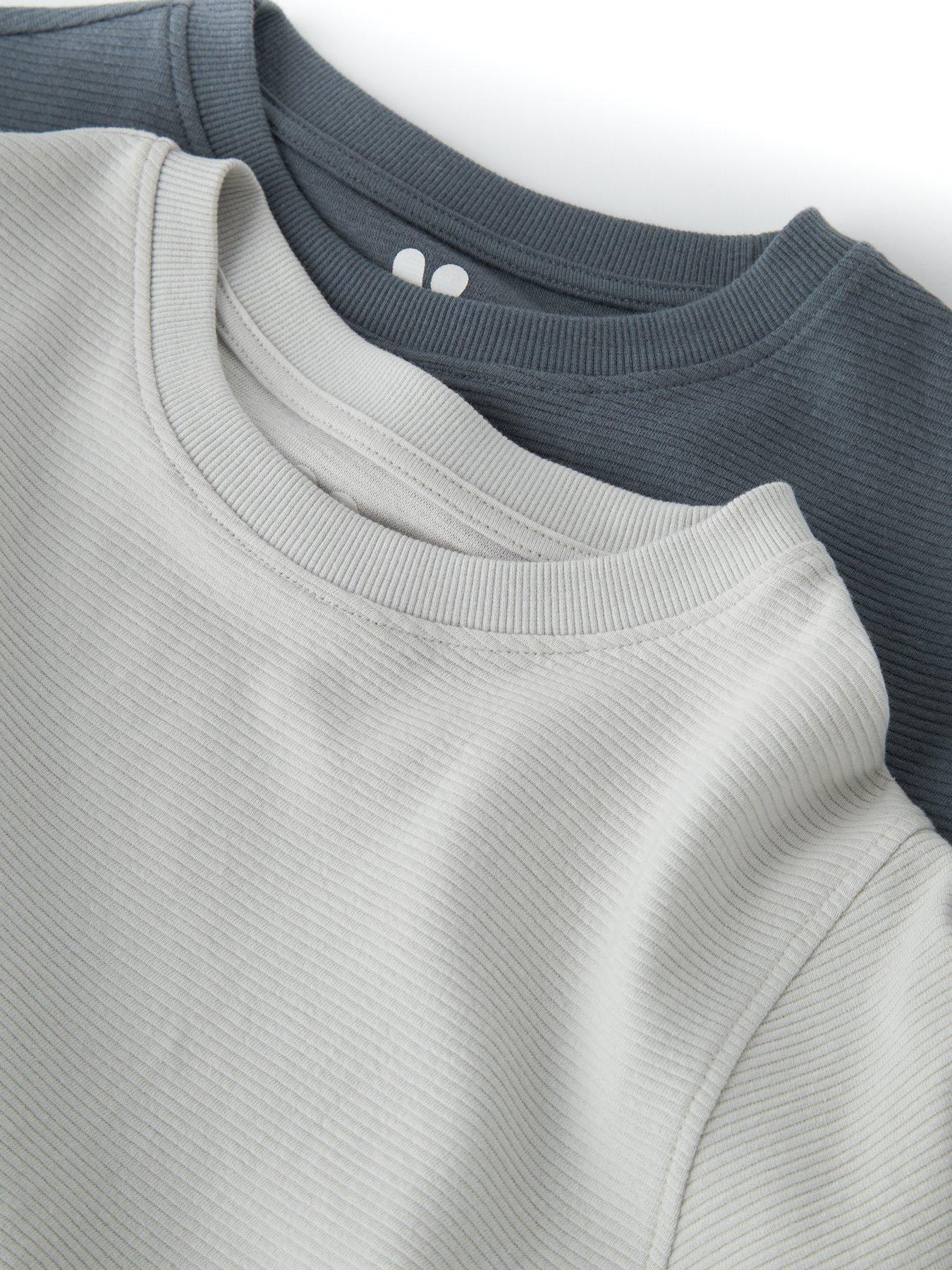  image of v-by-very-boys-2-pack-long-sleeve-t-shirts-grey