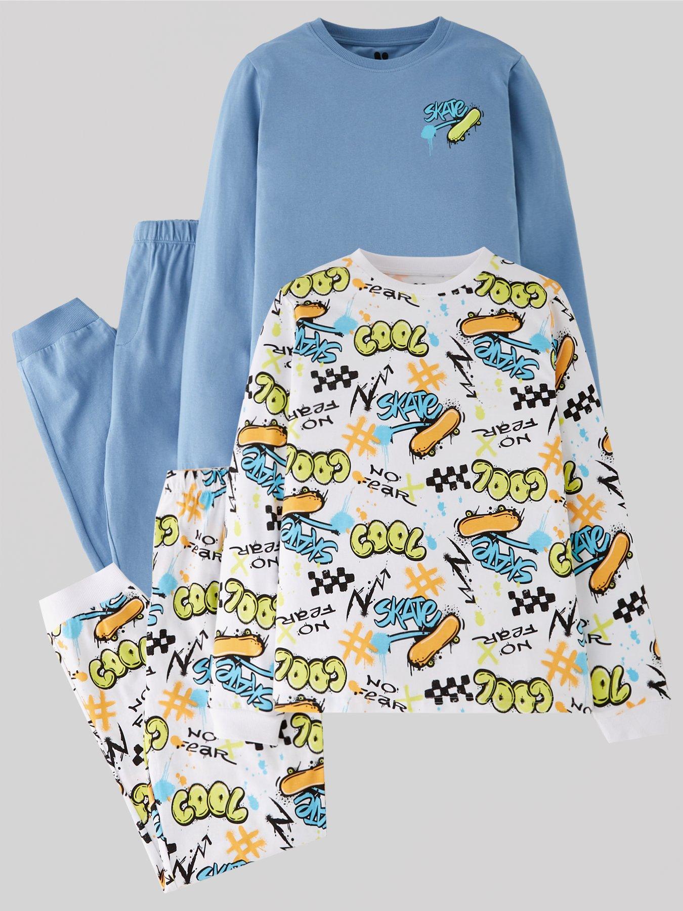 v-by-very-boys-2-pack-skate-pyjamas-multi