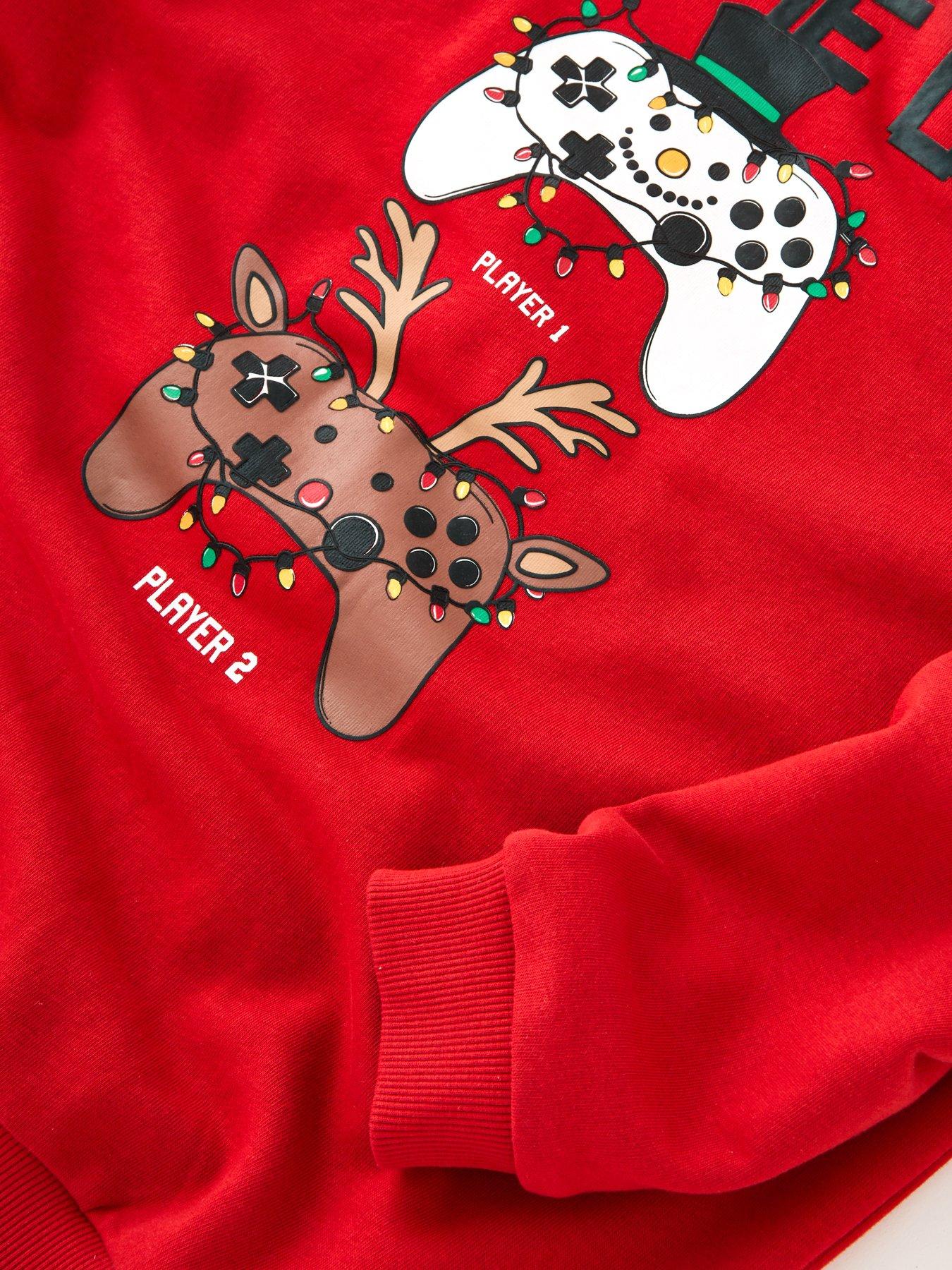 image of the-very-collection-boys-festive-gaming-sweatshirt-red