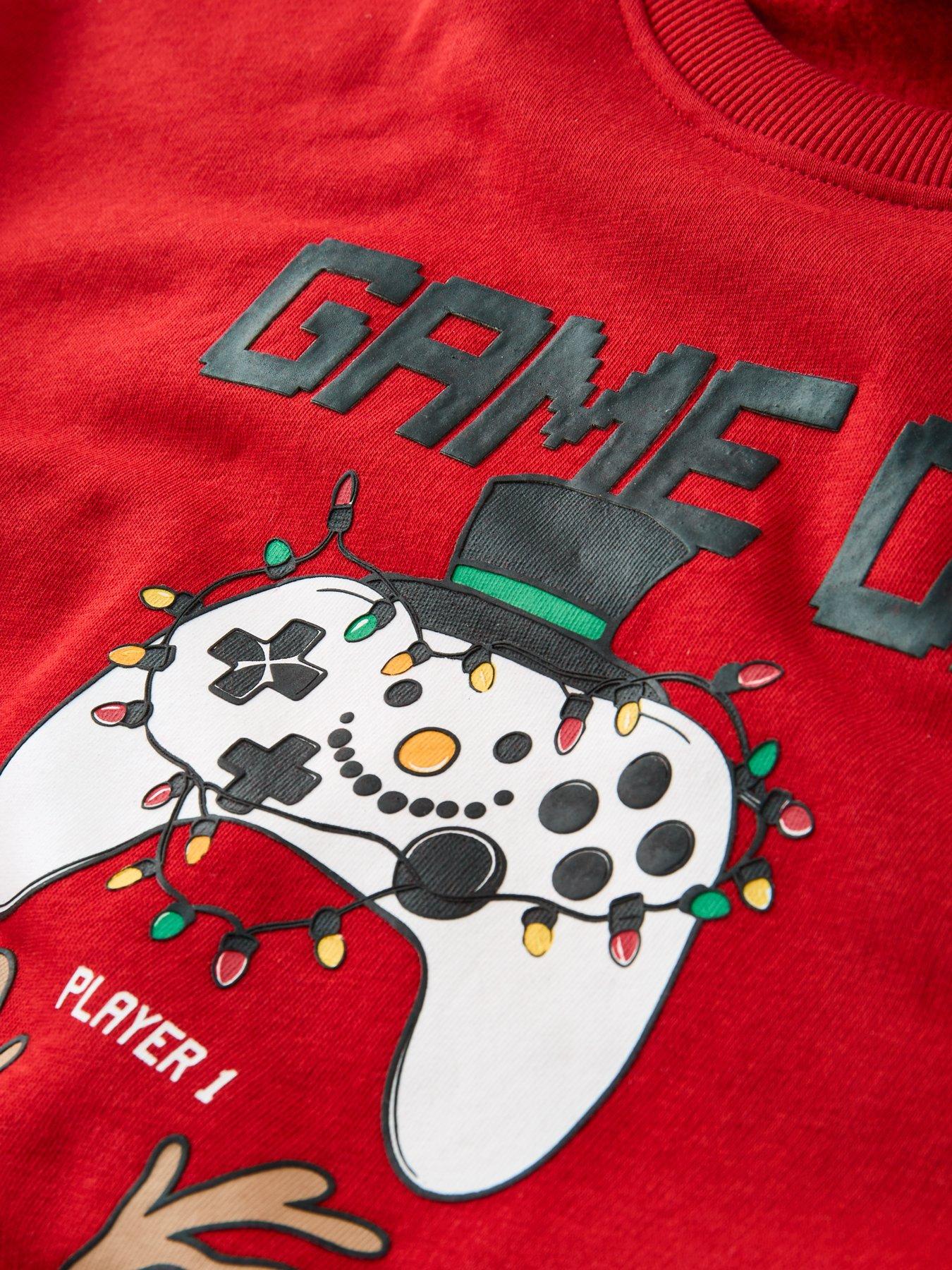  image of the-very-collection-boys-festive-gaming-sweatshirt-red