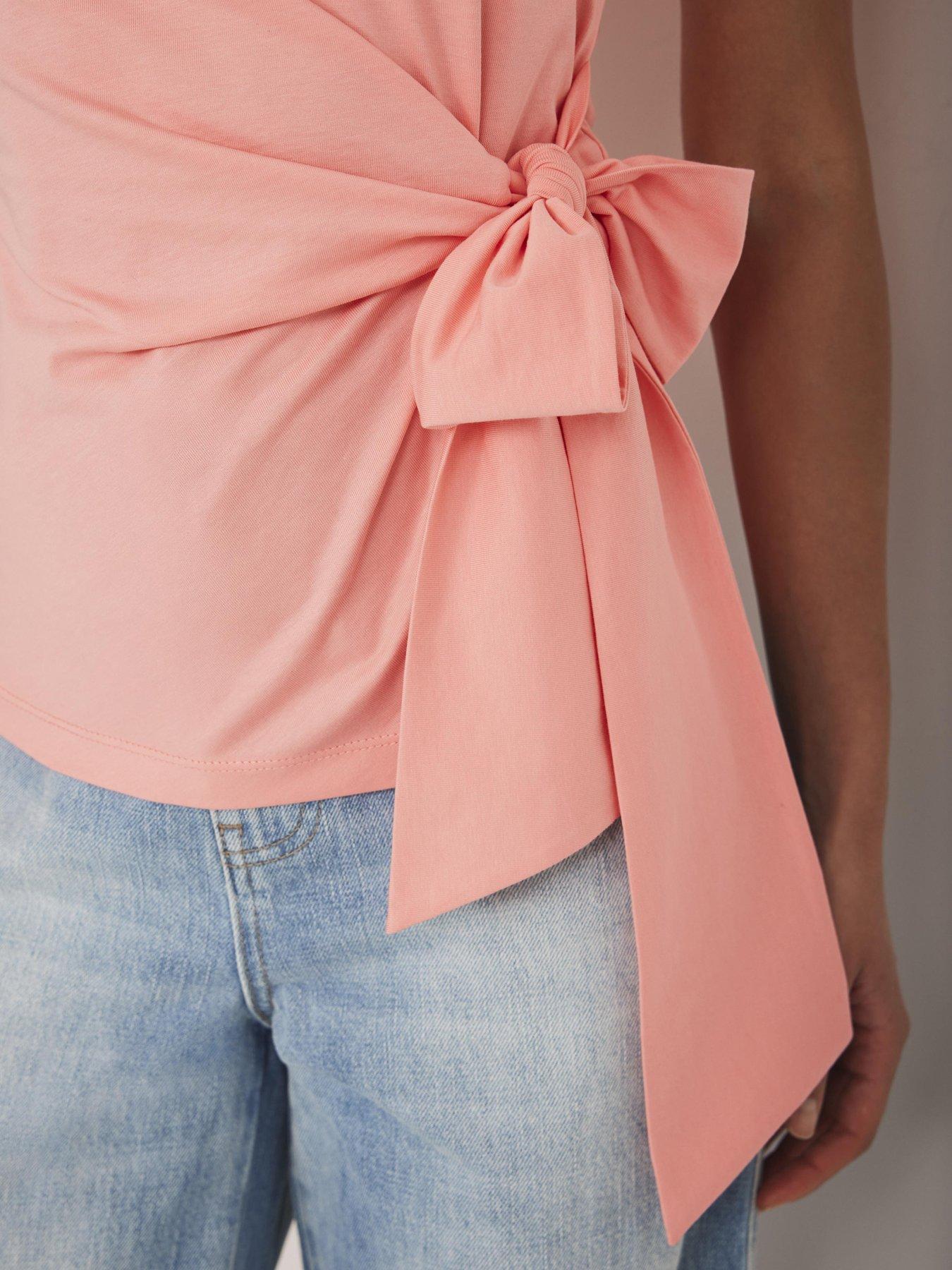  image of mint-velvet-tie-waist-t-shirt-pink