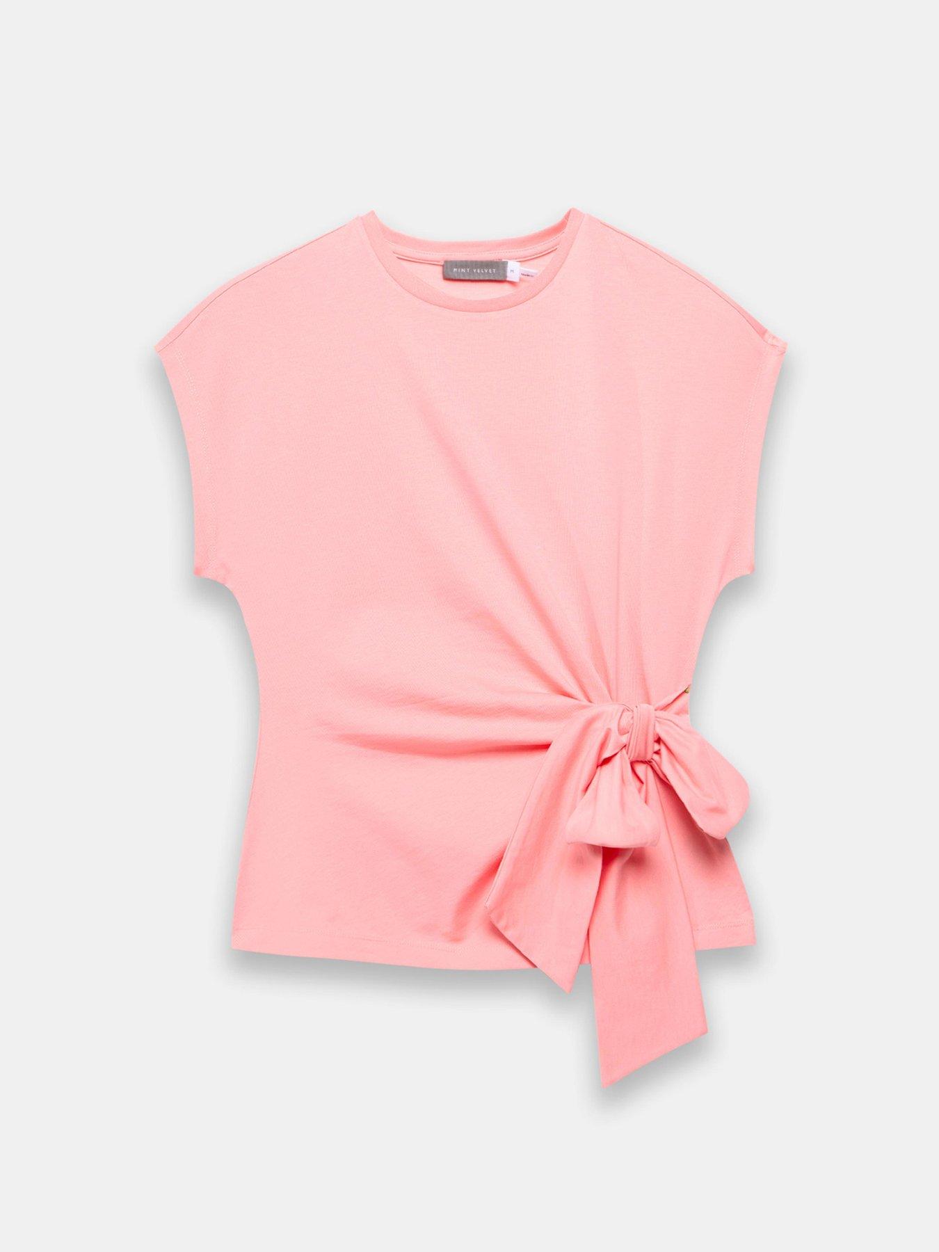  image of mint-velvet-tie-waist-t-shirt-pink