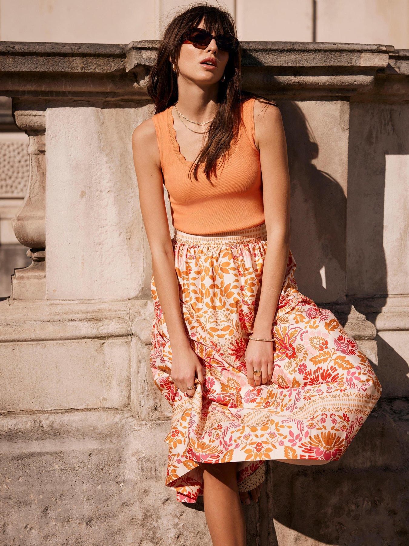  image of mint-velvet-scallop-vest-orange