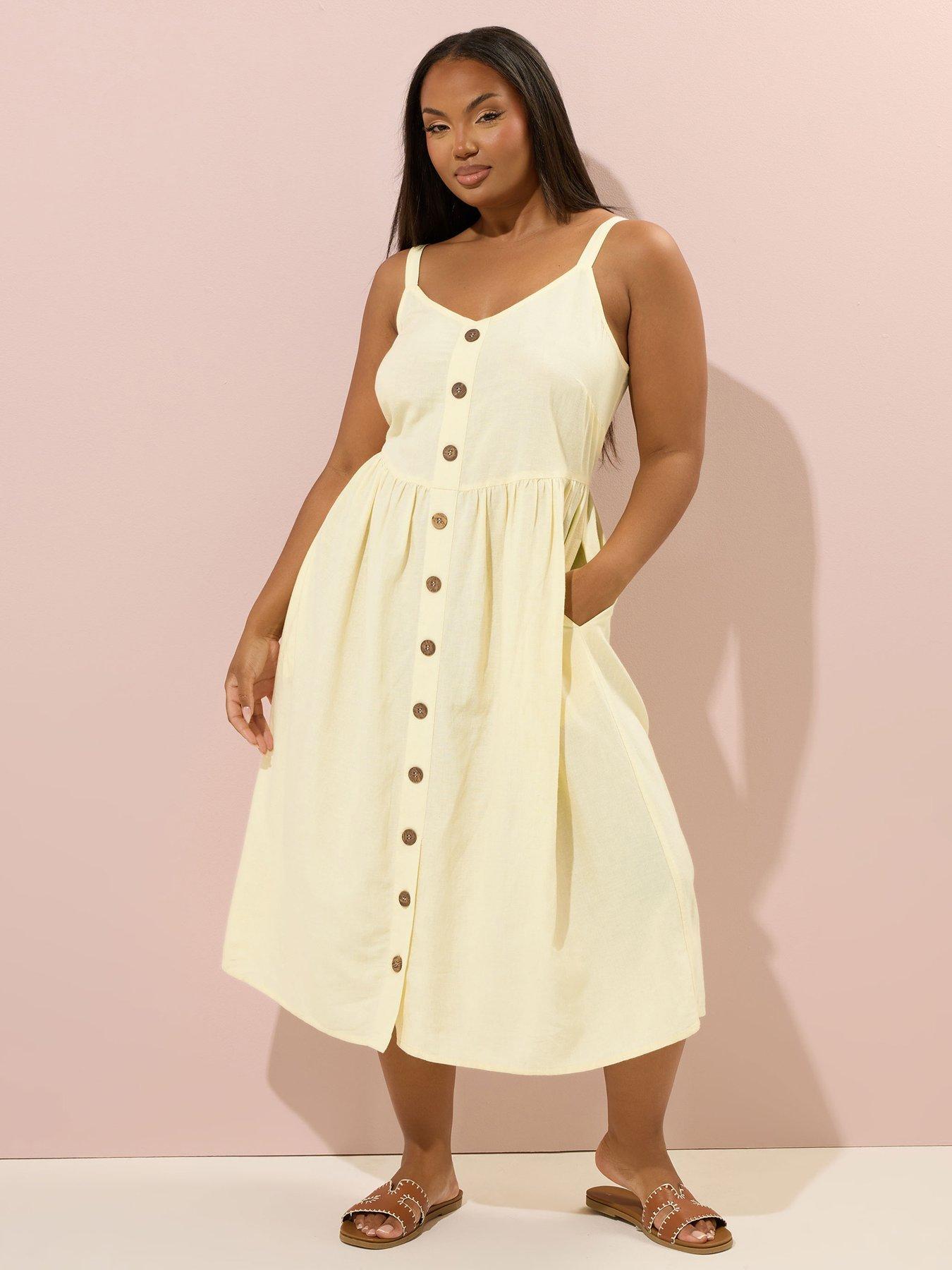 undefined Curve Linen Sundress - Yellow