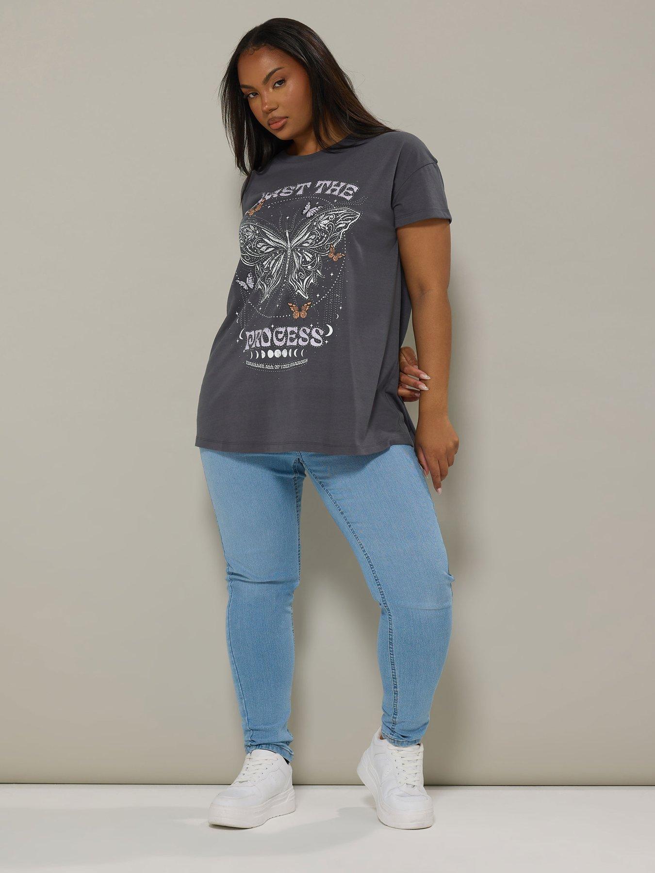  image of yours-curve-placement-print-t-shirt-grey