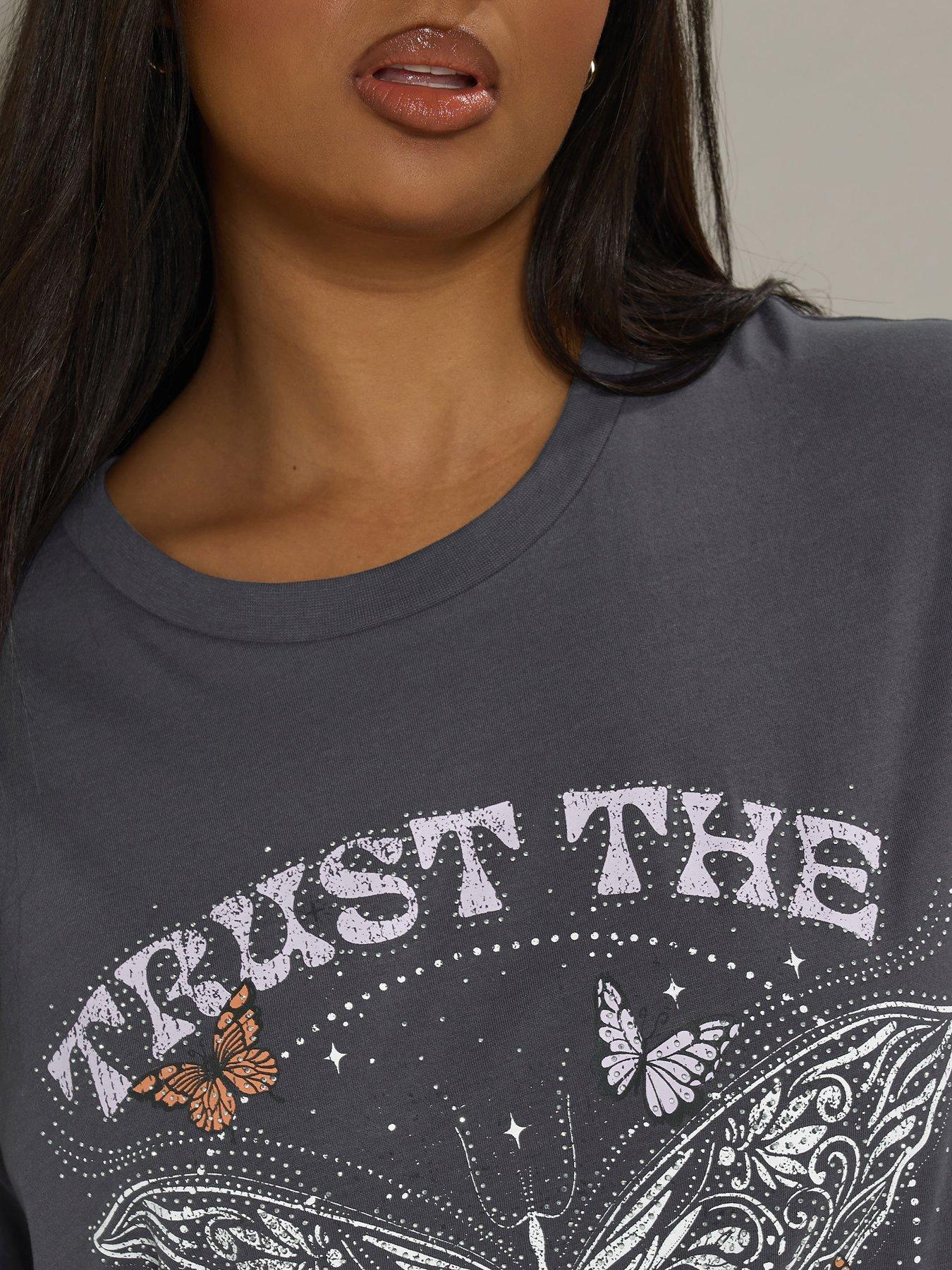  image of yours-curve-placement-print-t-shirt-grey
