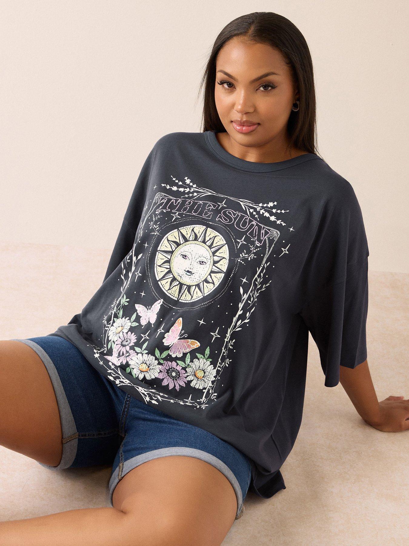 undefined Curve Oversized Boxy T-Shirt - Grey