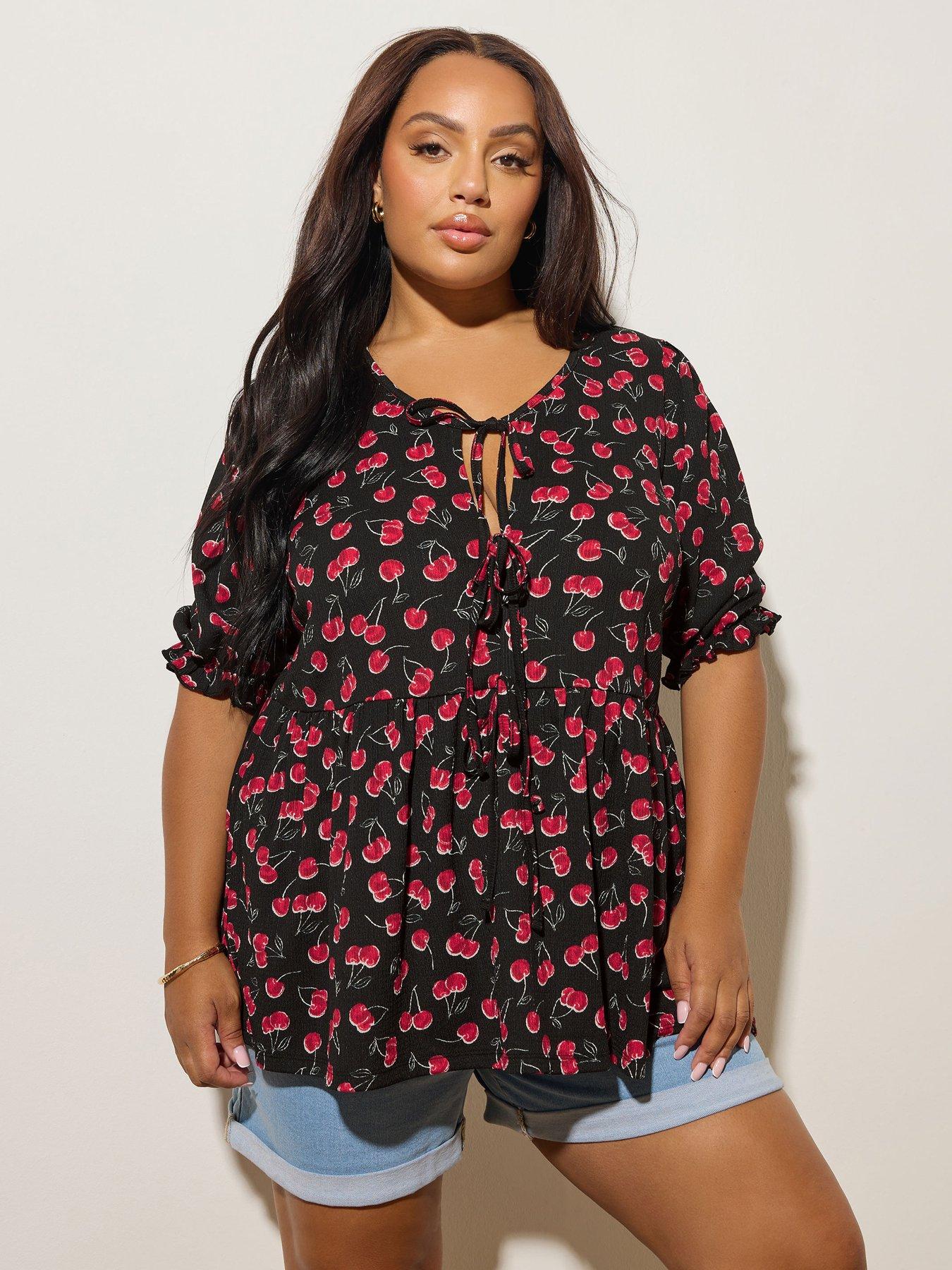 undefined Curve Bow Front Smock Top - Black