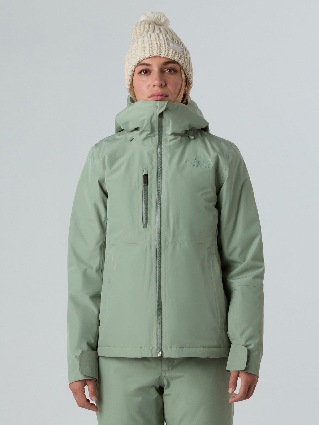 front image of the-north-face-womens-descendit-ski-jacket-green