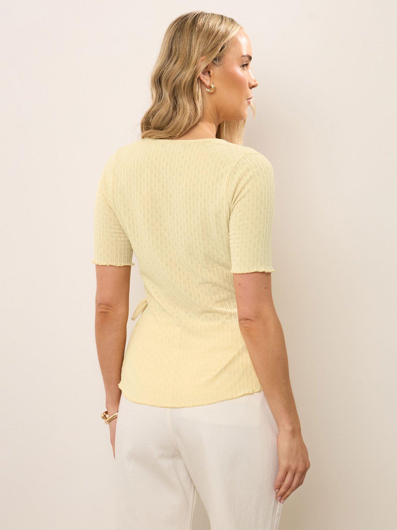 Image 2 of 4 of Yours Tall Pointelle Wrap Top - Yellow