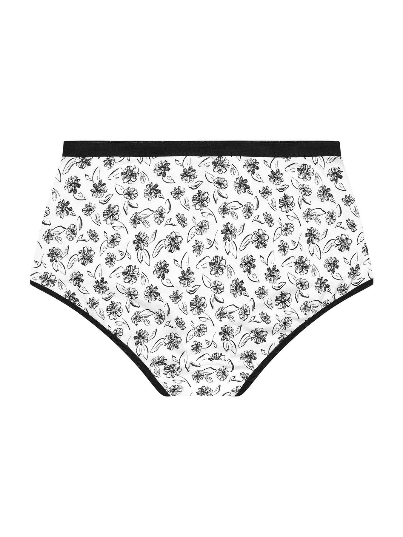 Image 6 of 6 of Yours Curve 5 Pack Mono Floral Full Briefs - Black