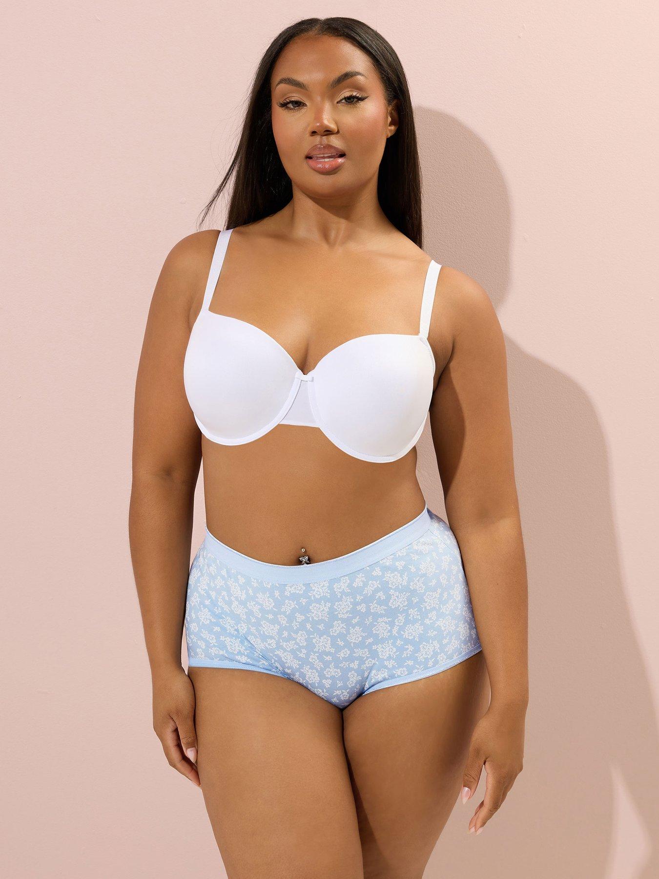 Image 3 of 4 of Yours Curve 5 Pack Chambray Floral Full Briefs - Blue