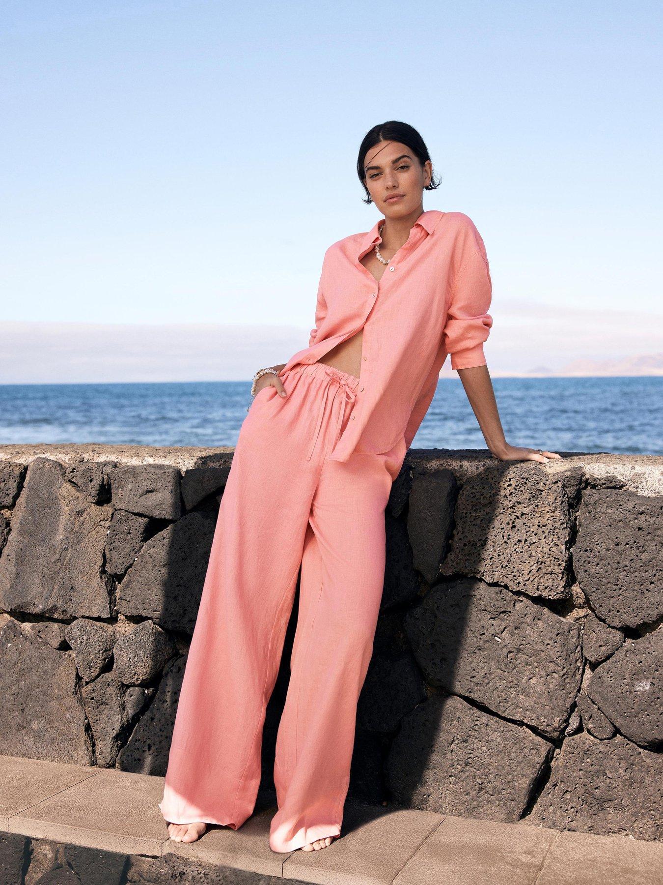 front image of mint-velvet-linen-long-sleeve-shirt-pink