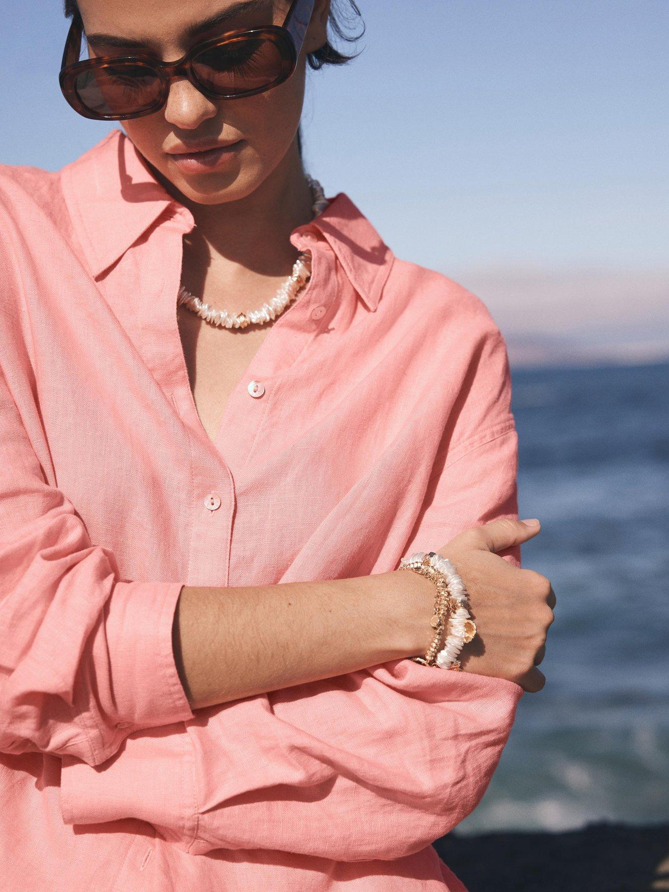  image of mint-velvet-linen-long-sleeve-shirt-pink
