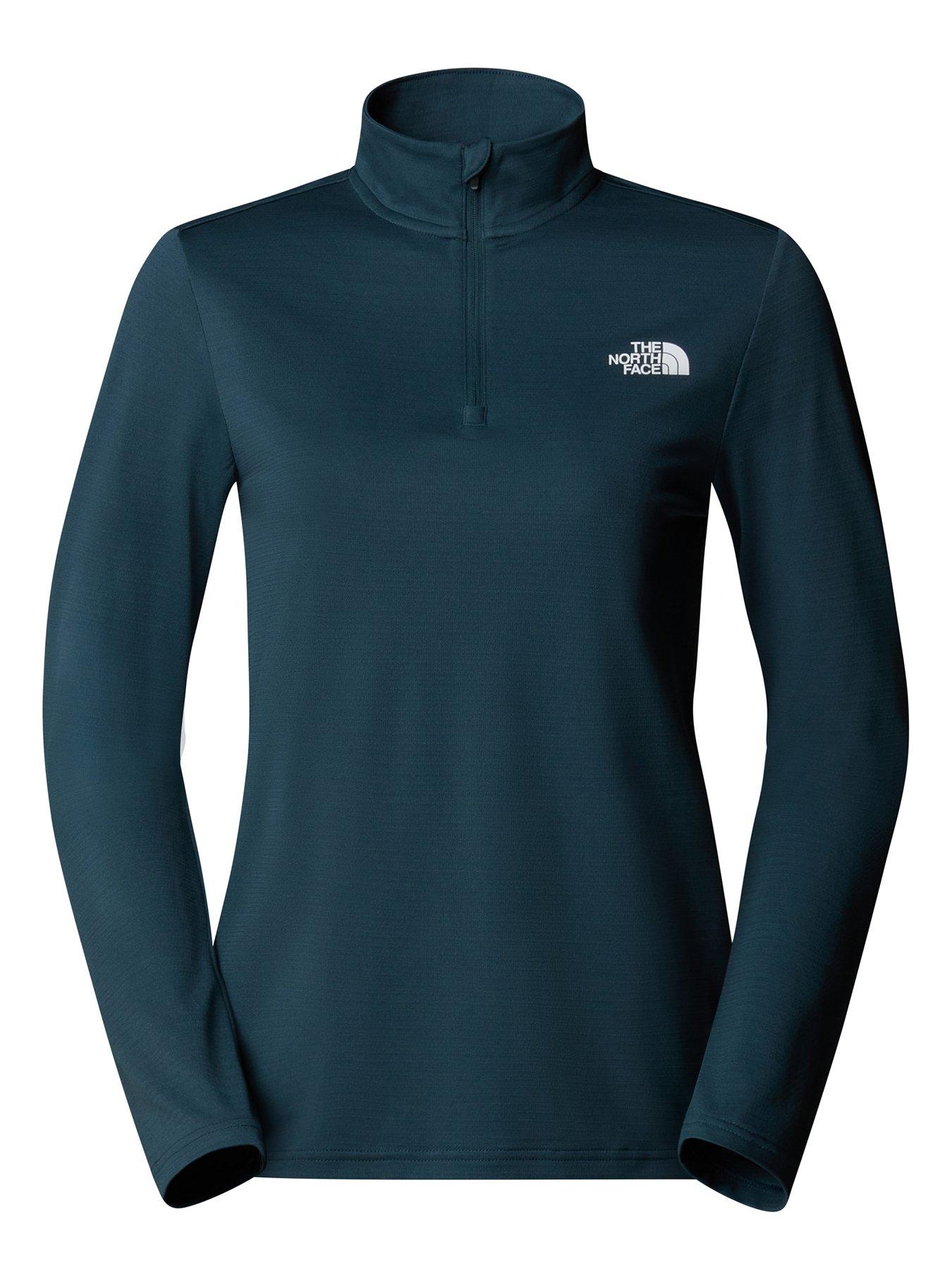  image of the-north-face-womens-slim-fit-flex-frac14-zip-long-sleeve-top-blue