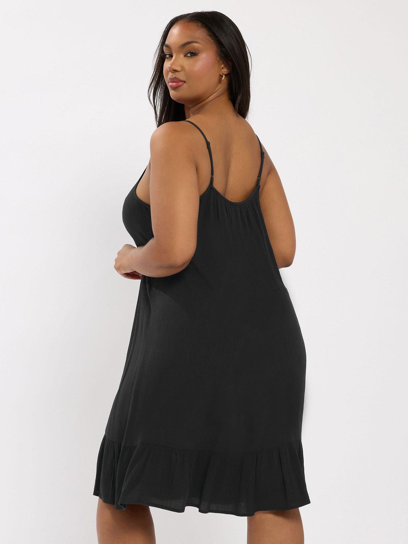 stillFront image of yours-curve-crinkle-throw-on-racer-dress
