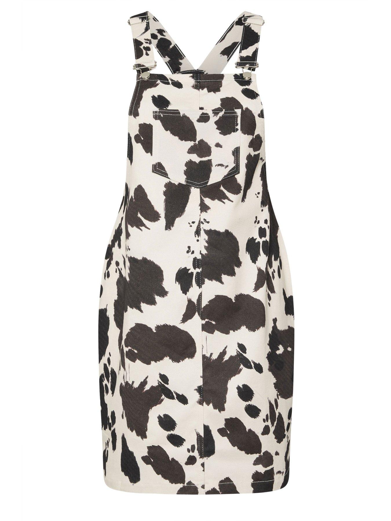  image of yours-curve-cow-denim-pinafore-white