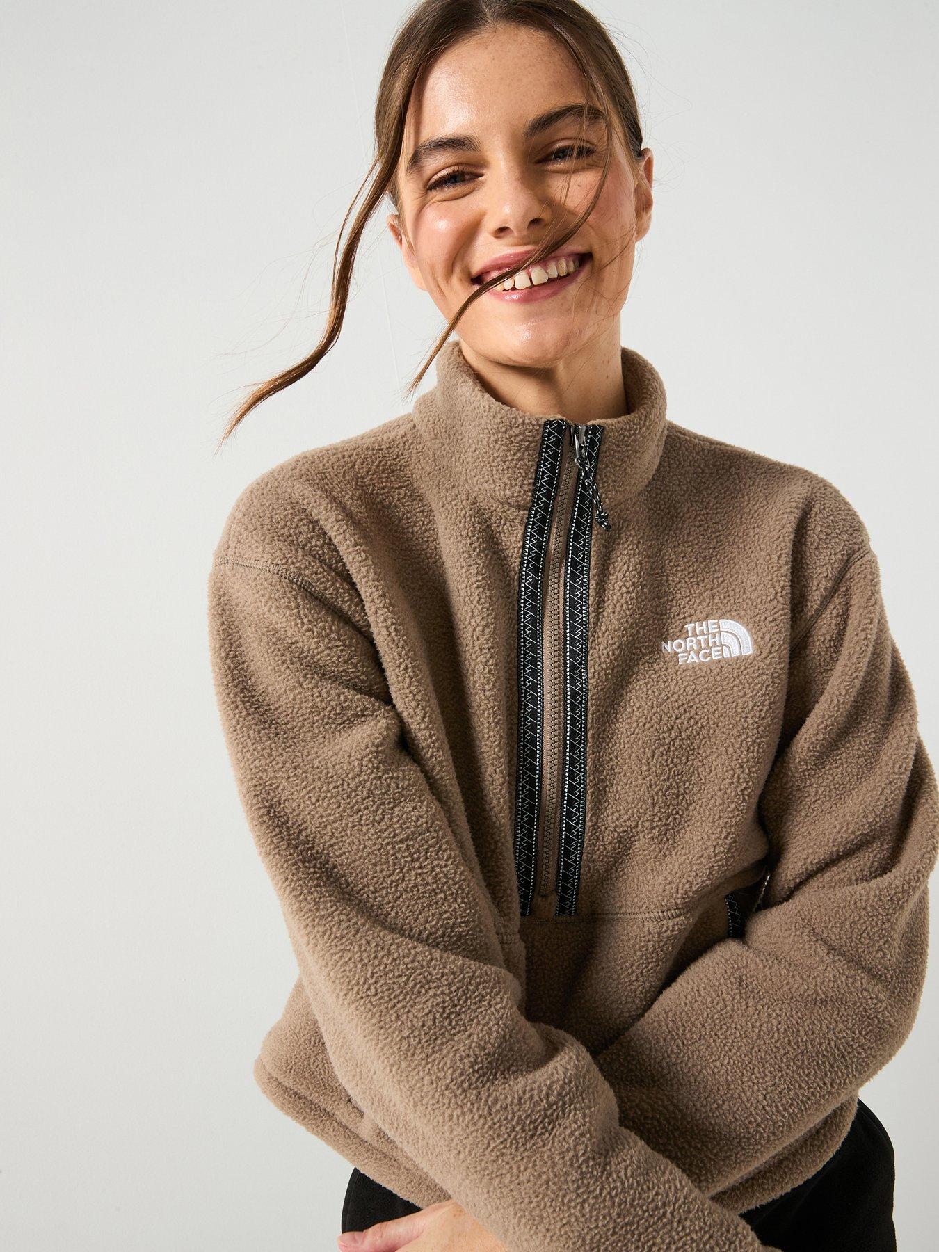 The North Face Women's Fleeski 1/4 Zip Pullover Fleece Brown