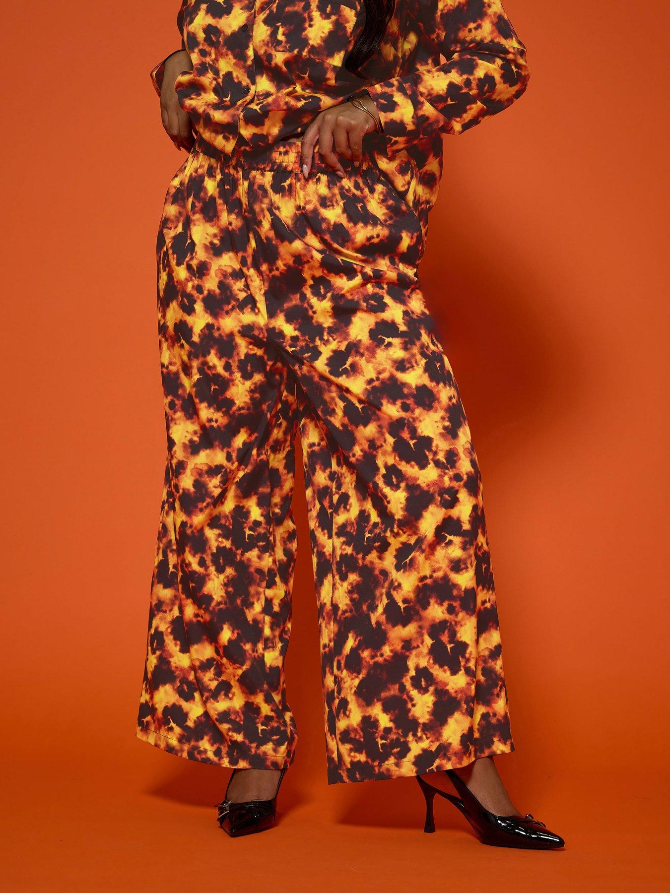 Yours Curve Tortoise Shell Trouser - Orange