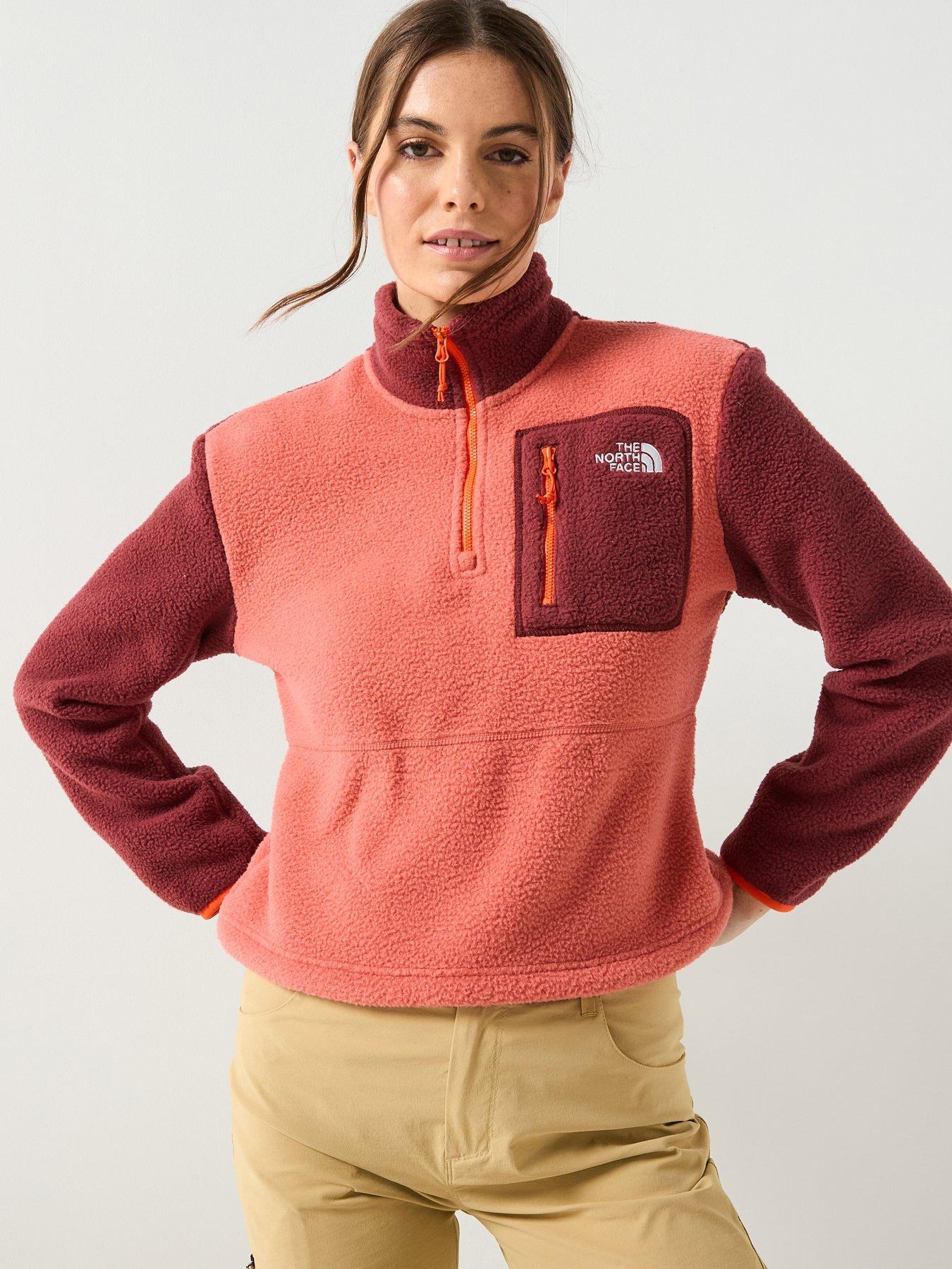  image of the-north-face-womens-yumiori-frac14-zip-coral-orangered