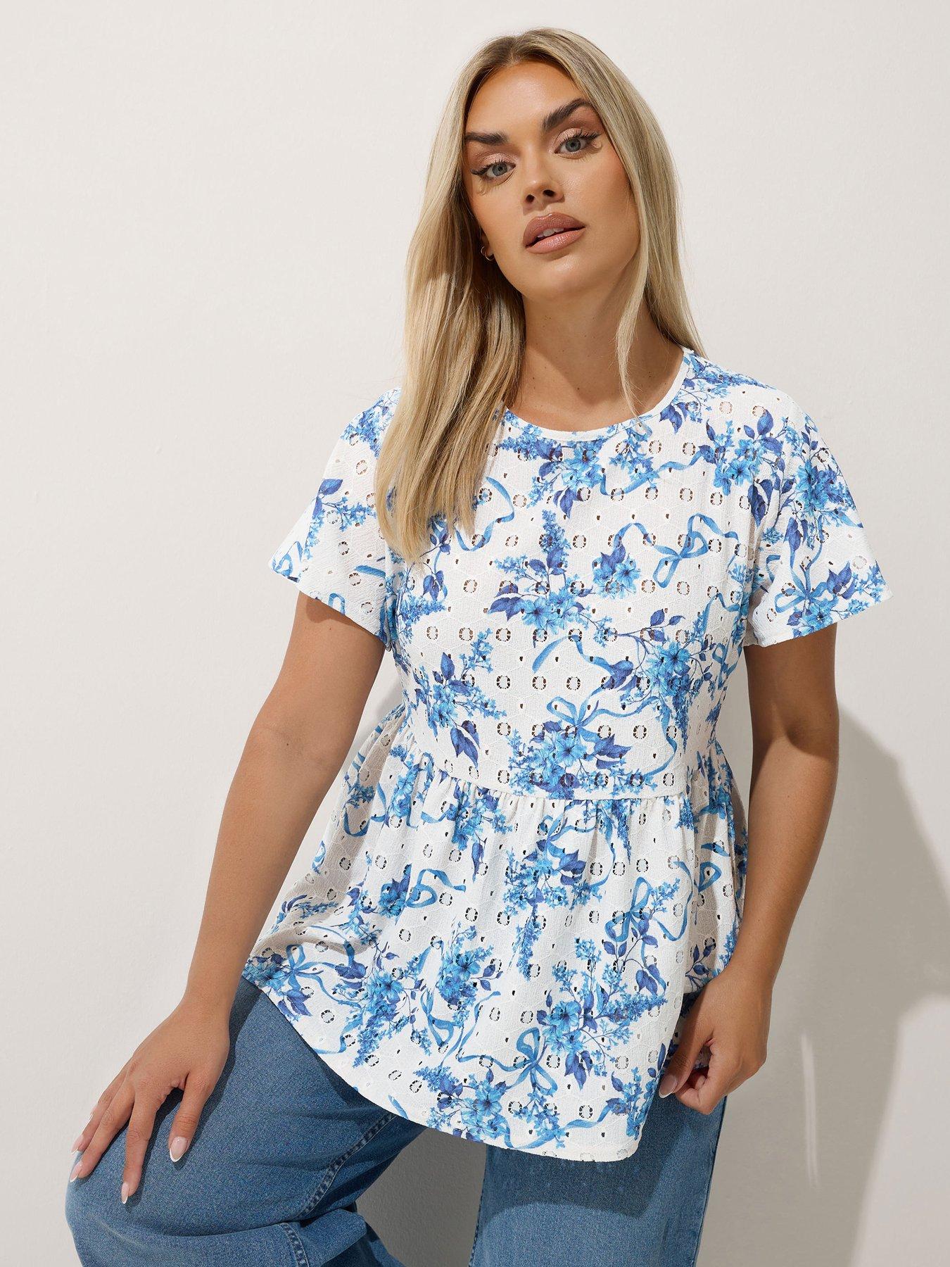 undefined Curve Printed Anglaise Top - White