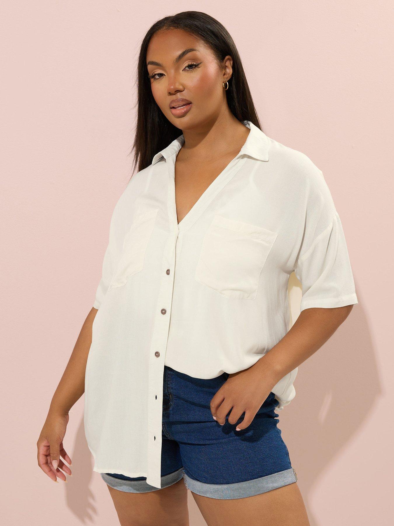 undefined Curve Chambray Short Sleeve Shirt - Yellow
