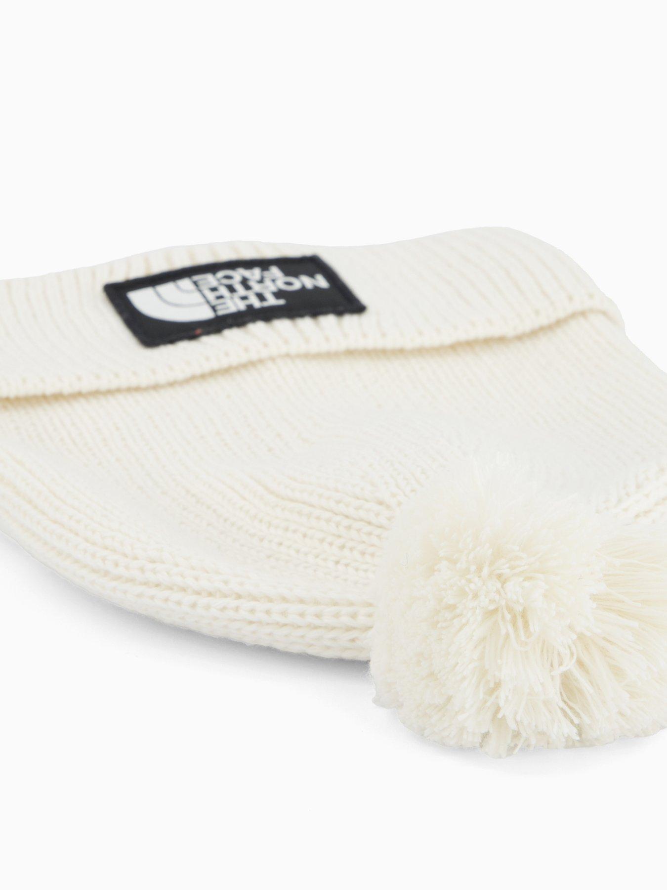 Image 4 of 4 of The North Face Unisex Logo Box Pom Beanie Hat - Off White