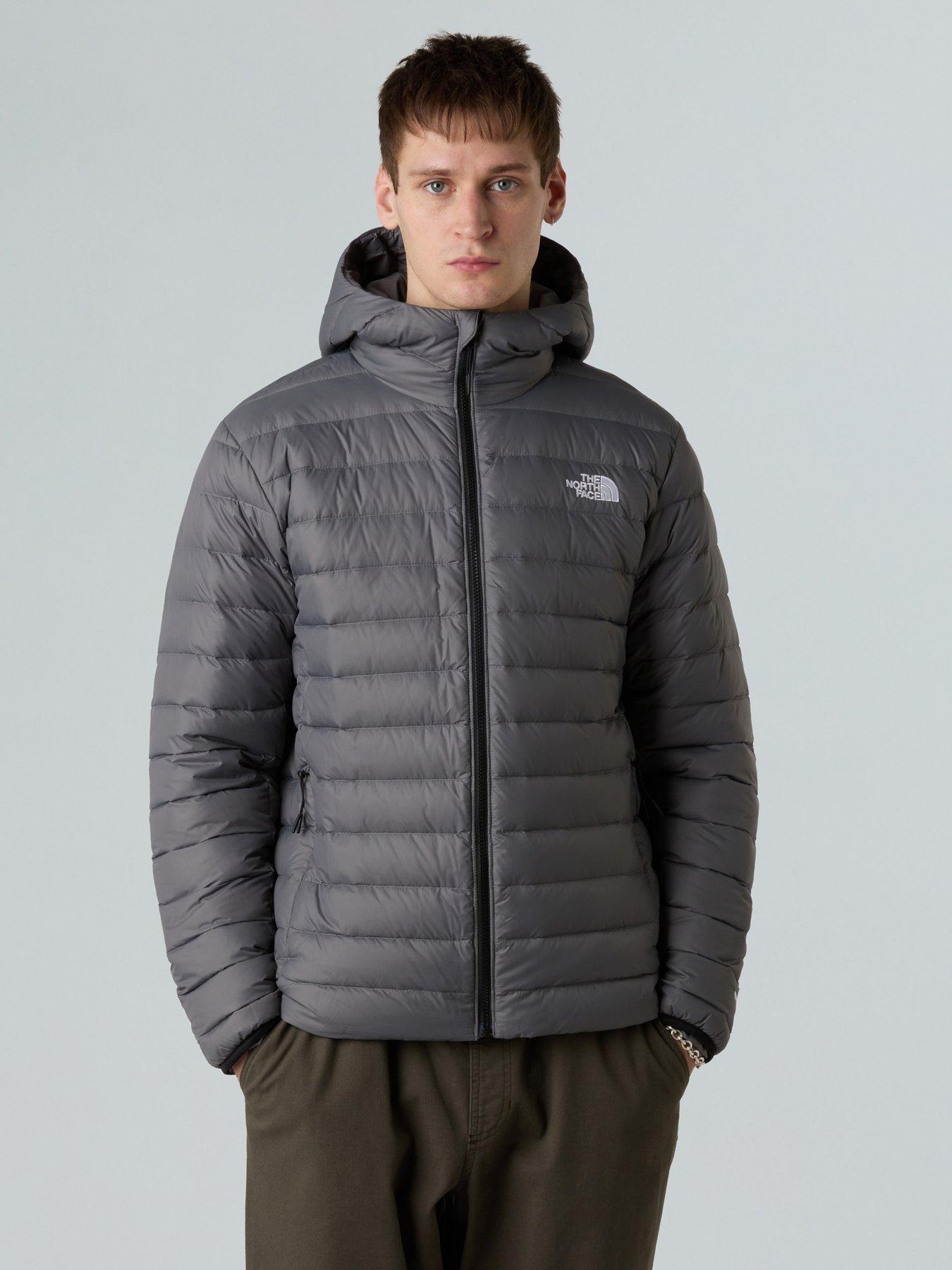 undefined Mens Classic Down Hooded Jacket - Grey
