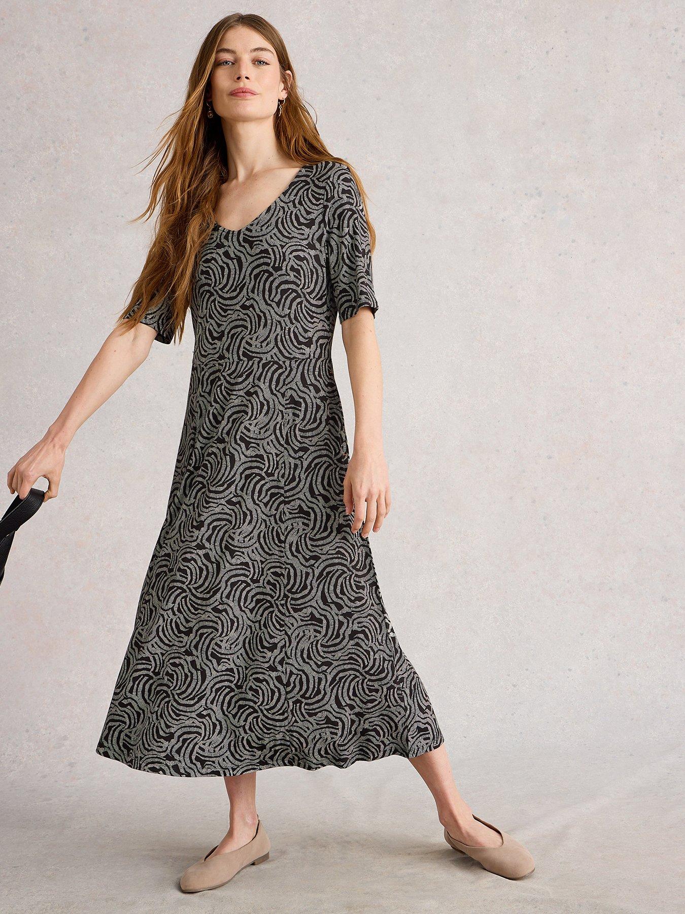 Image 1 of 6 of White Stuff Madeline Jersey Dress - Black