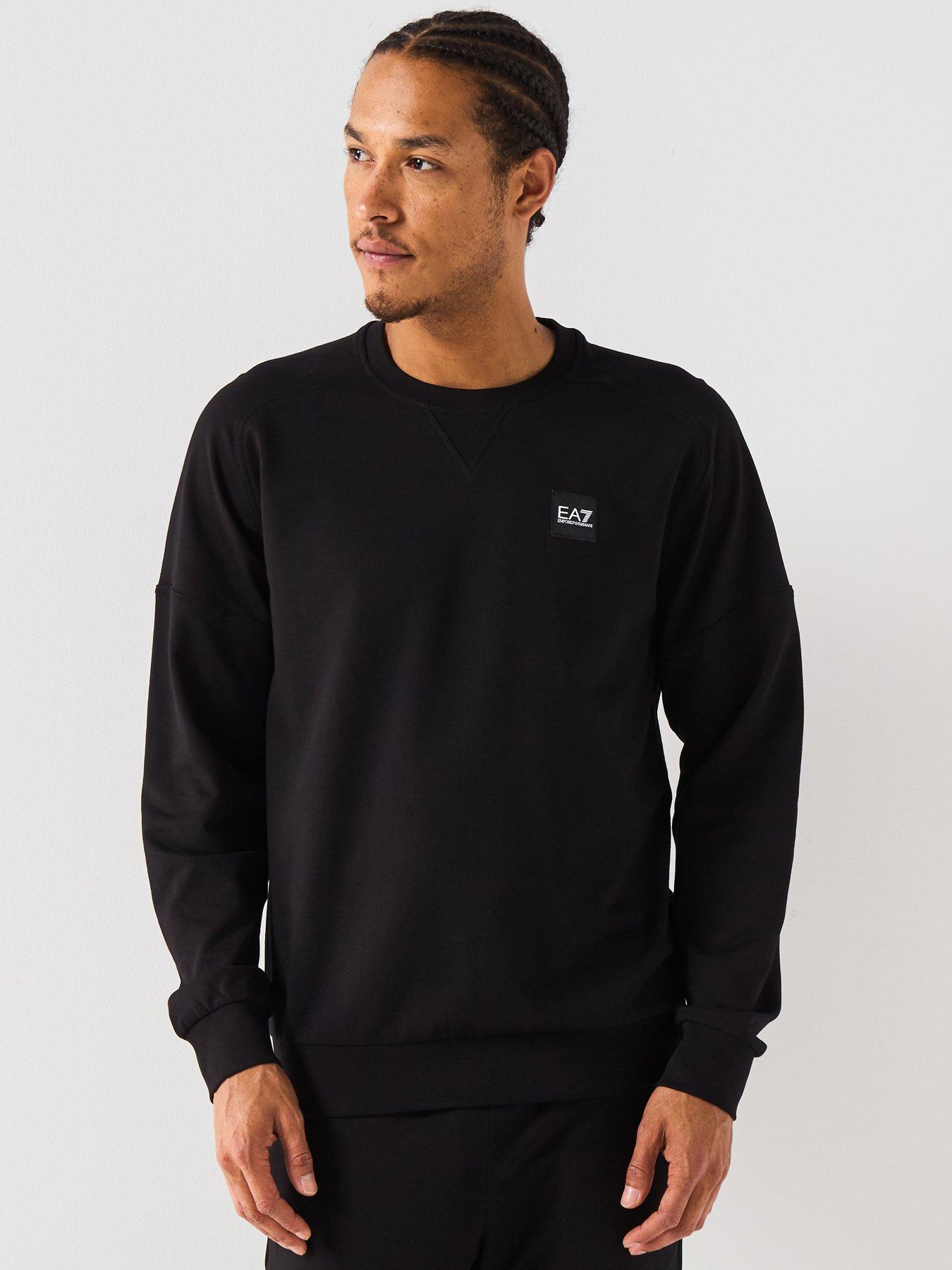 front image of ea7-emporio-armani-train-visibility-small-logo-crew-sweatshirt-black
