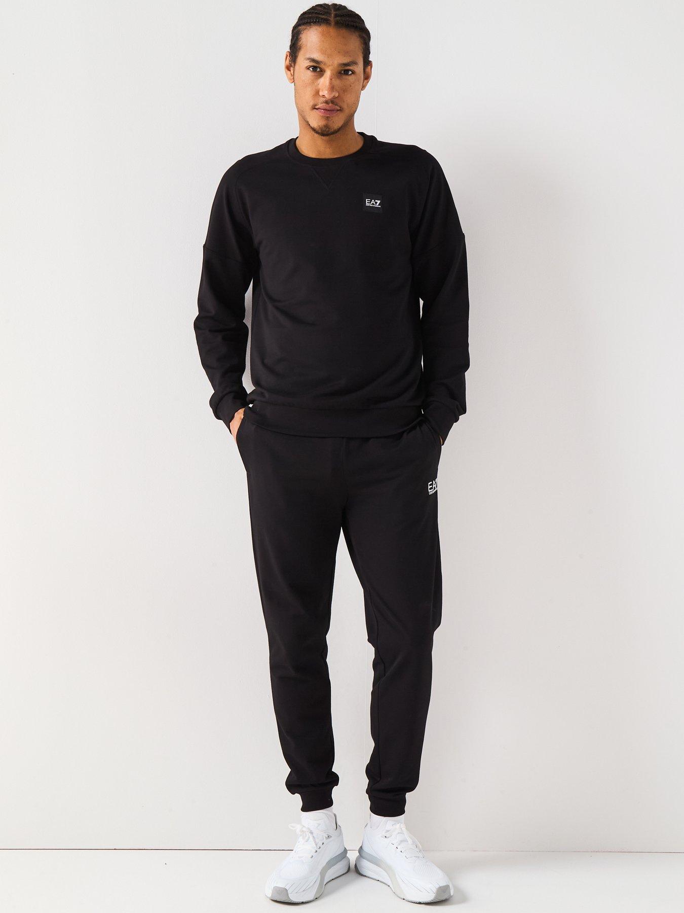  image of ea7-emporio-armani-train-visibility-small-logo-crew-sweatshirt-black