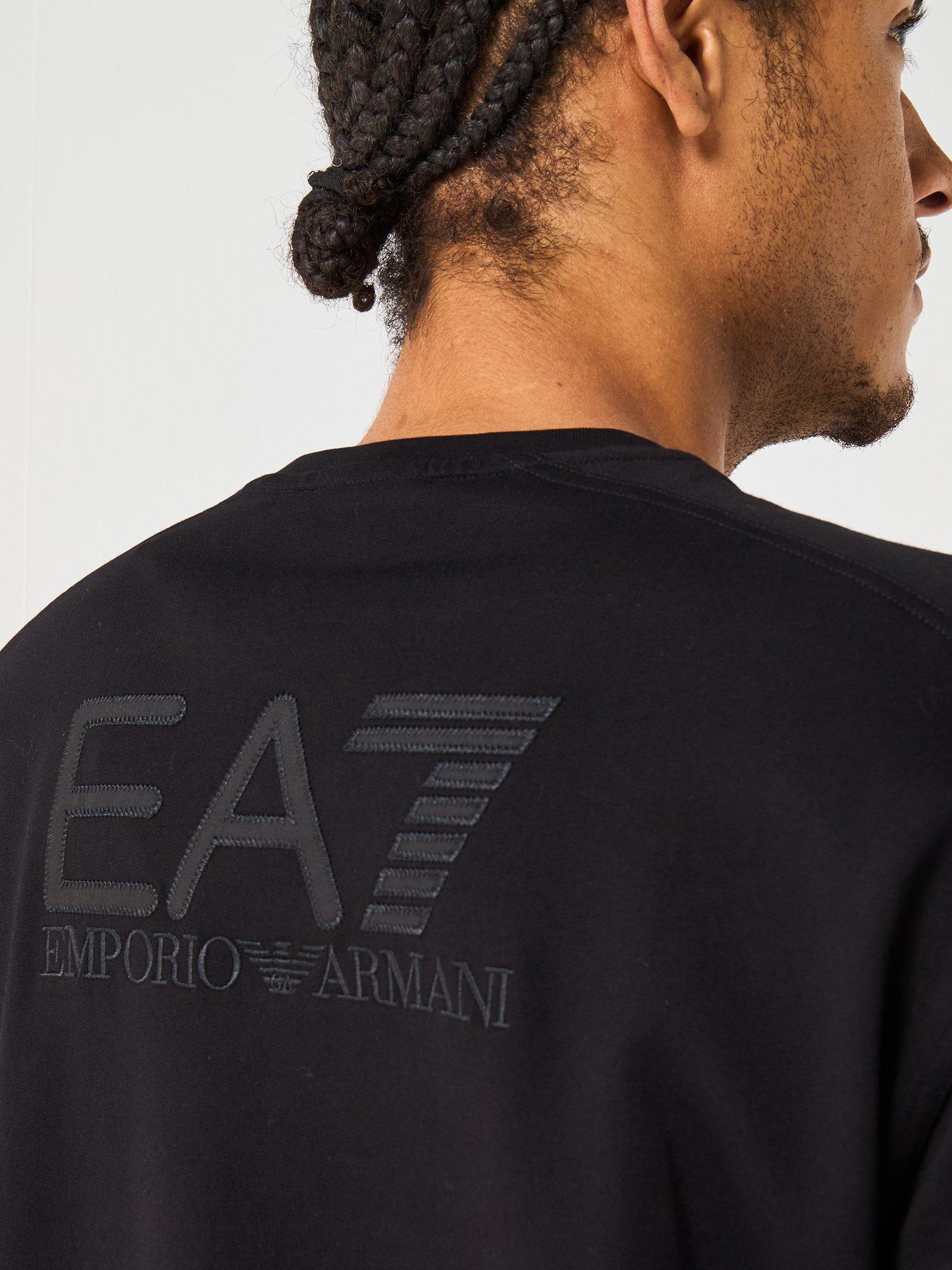  image of ea7-emporio-armani-train-visibility-small-logo-crew-sweatshirt-black