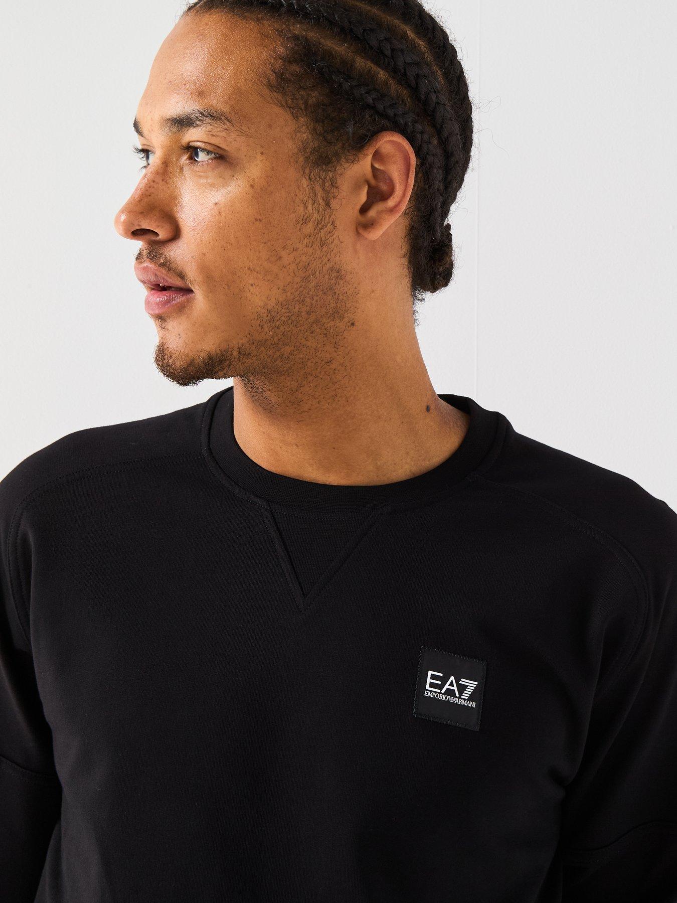 image of ea7-emporio-armani-train-visibility-small-logo-crew-sweatshirt-black