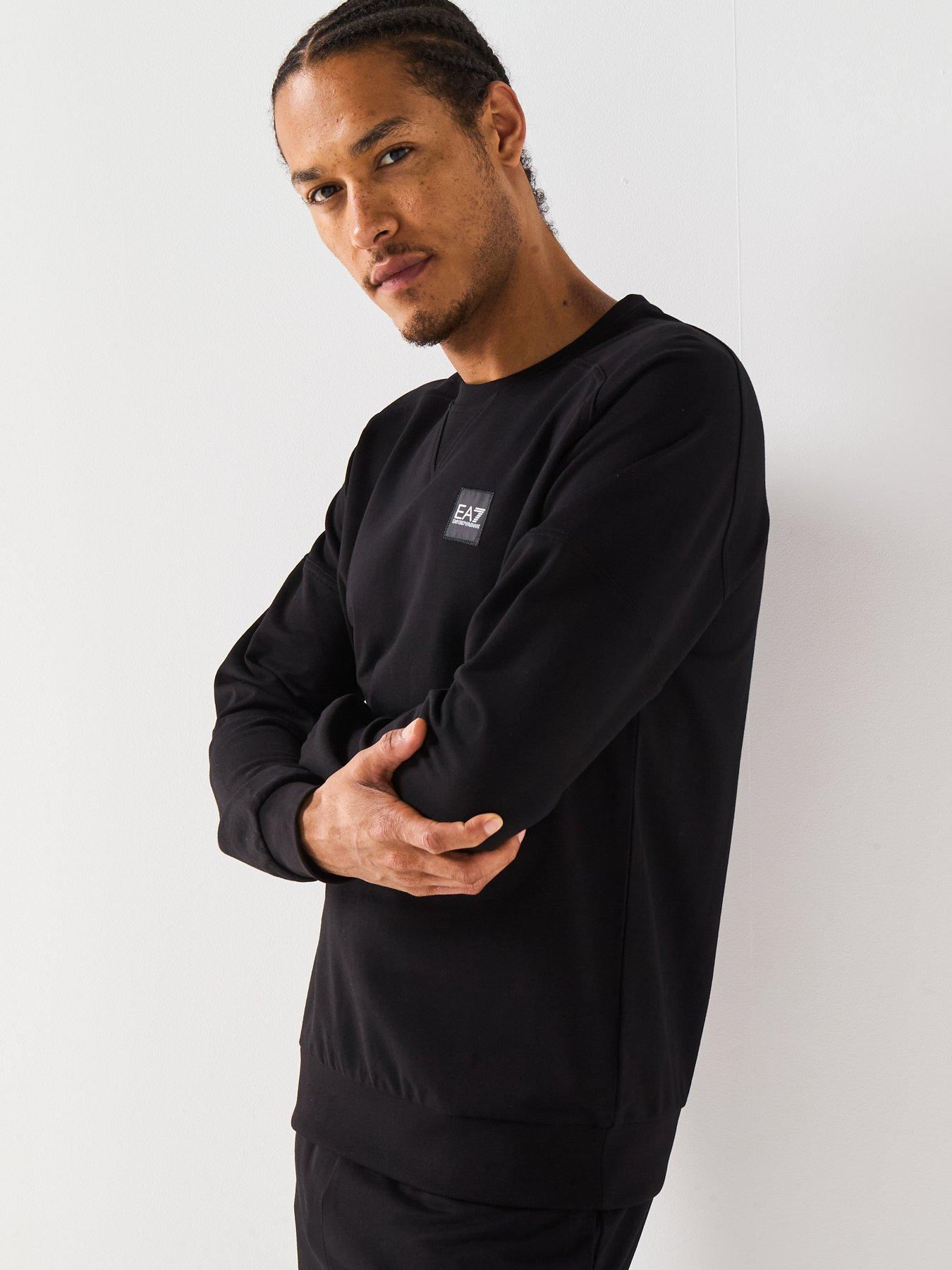  image of ea7-emporio-armani-train-visibility-small-logo-crew-sweatshirt-black