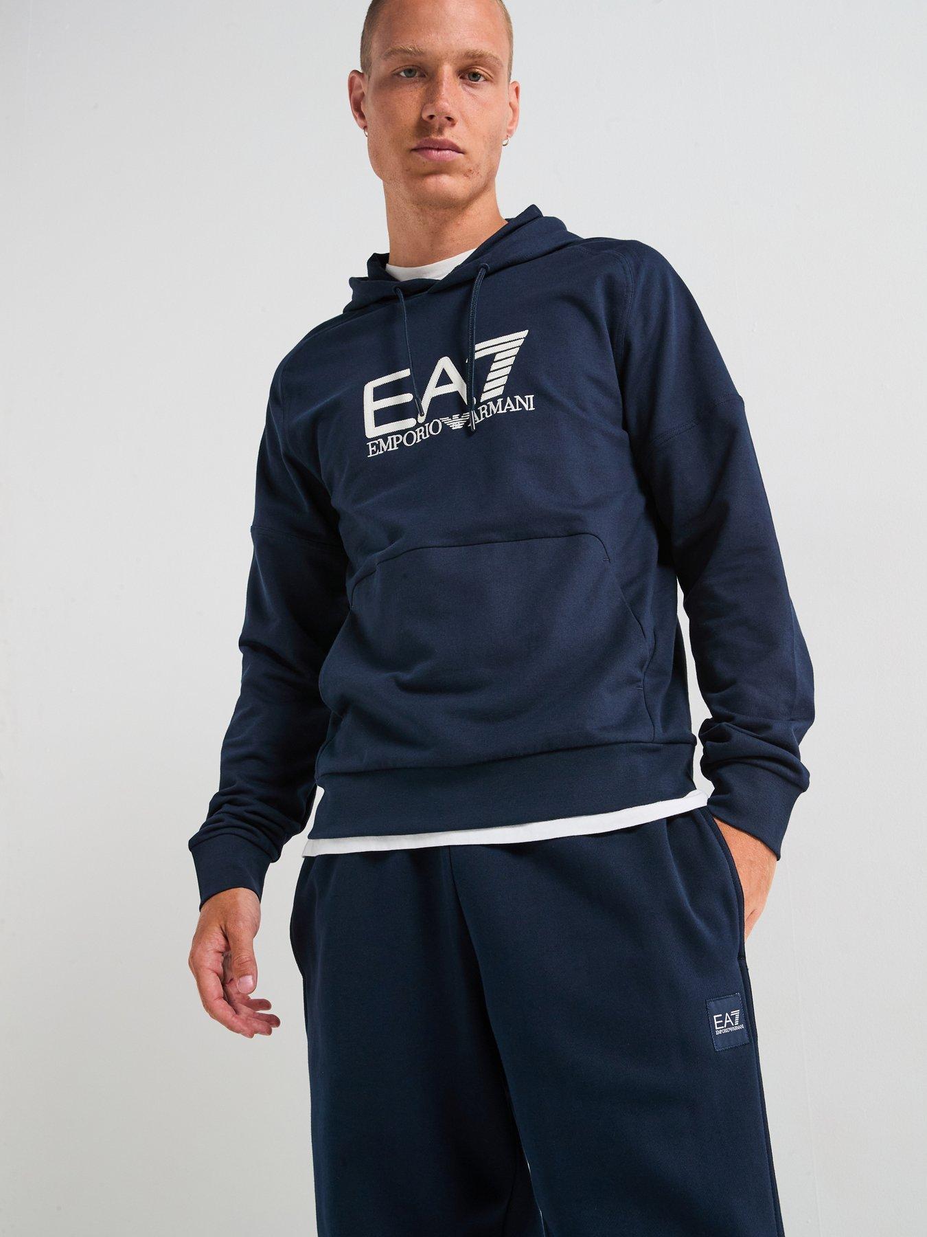 undefined EA7 Train Visibility Large Logo Overhead Hoodie - Navy