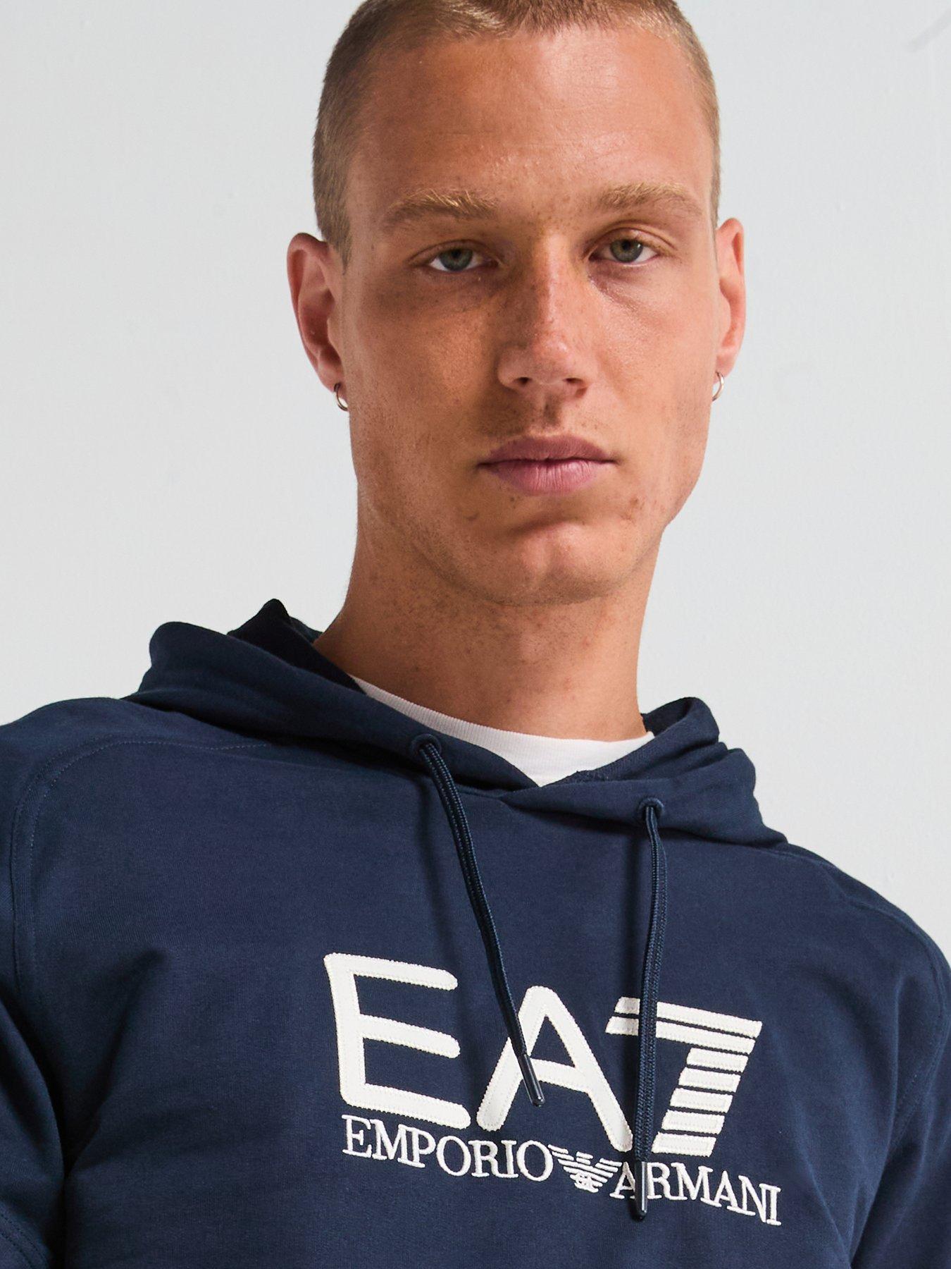 Image 4 of 5 of EA7 Emporio Armani EA7 Train Visibility Large Logo Overhead Hoodie - Navy