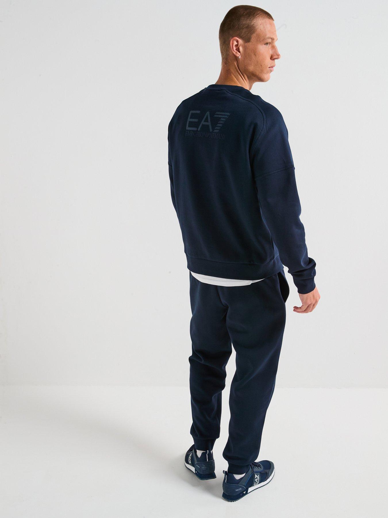  image of ea7-emporio-armani-train-visibility-small-logo-crew-tracksuit-navy