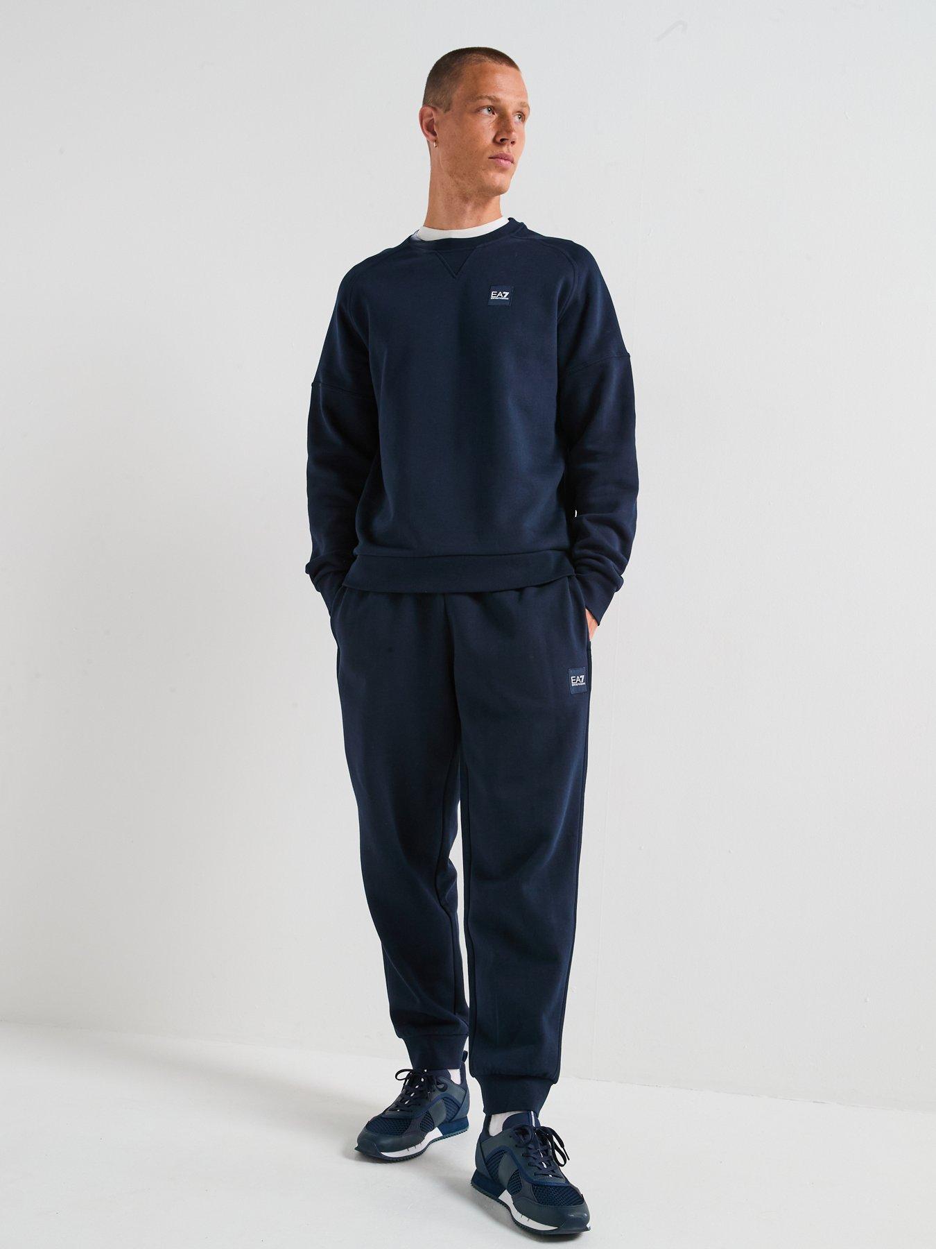  image of ea7-emporio-armani-train-visibility-small-logo-crew-tracksuit-navy