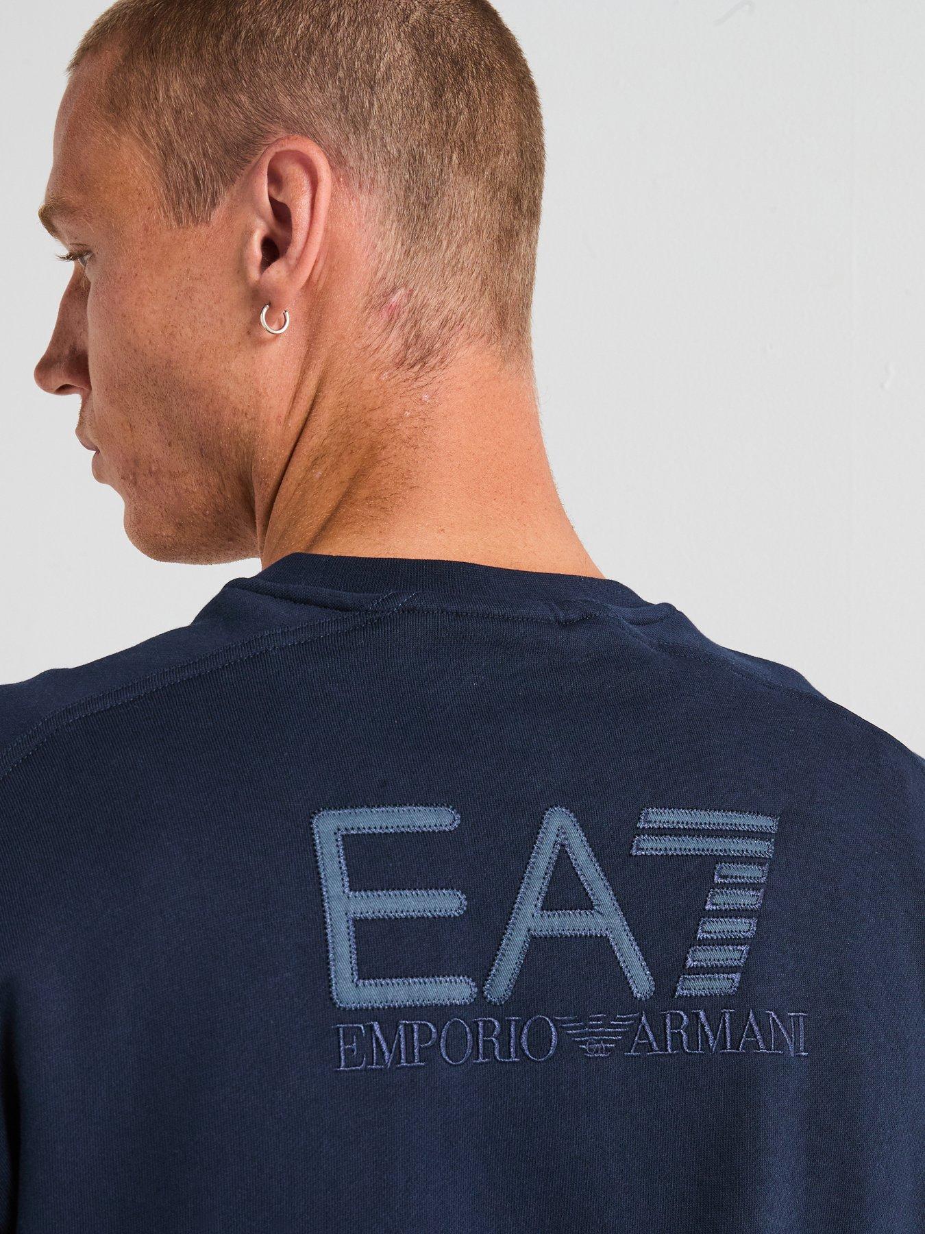  image of ea7-emporio-armani-train-visibility-small-logo-crew-tracksuit-navy