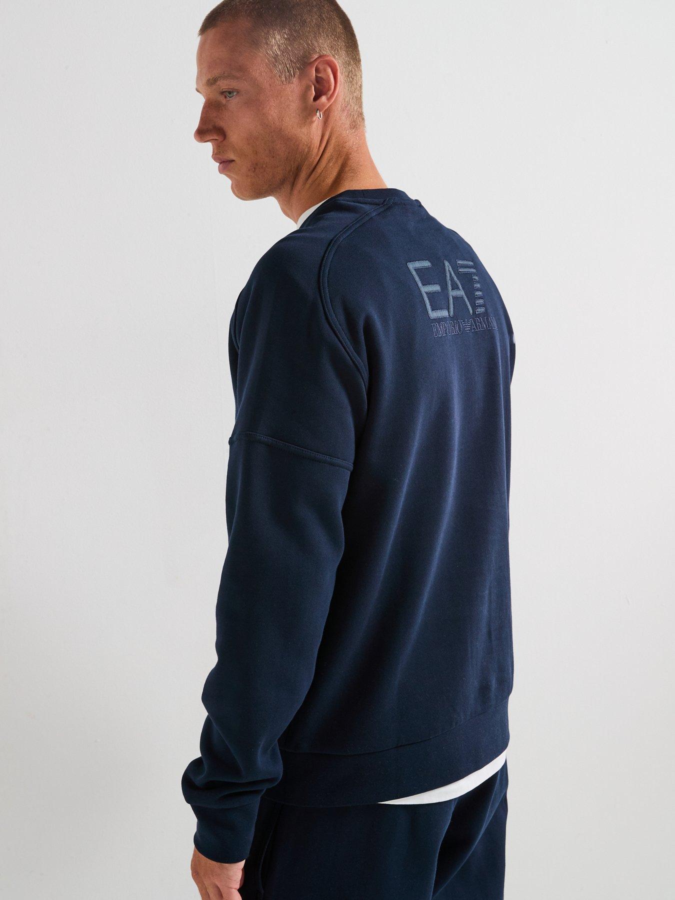  image of ea7-emporio-armani-train-visibility-small-logo-crew-tracksuit-navy