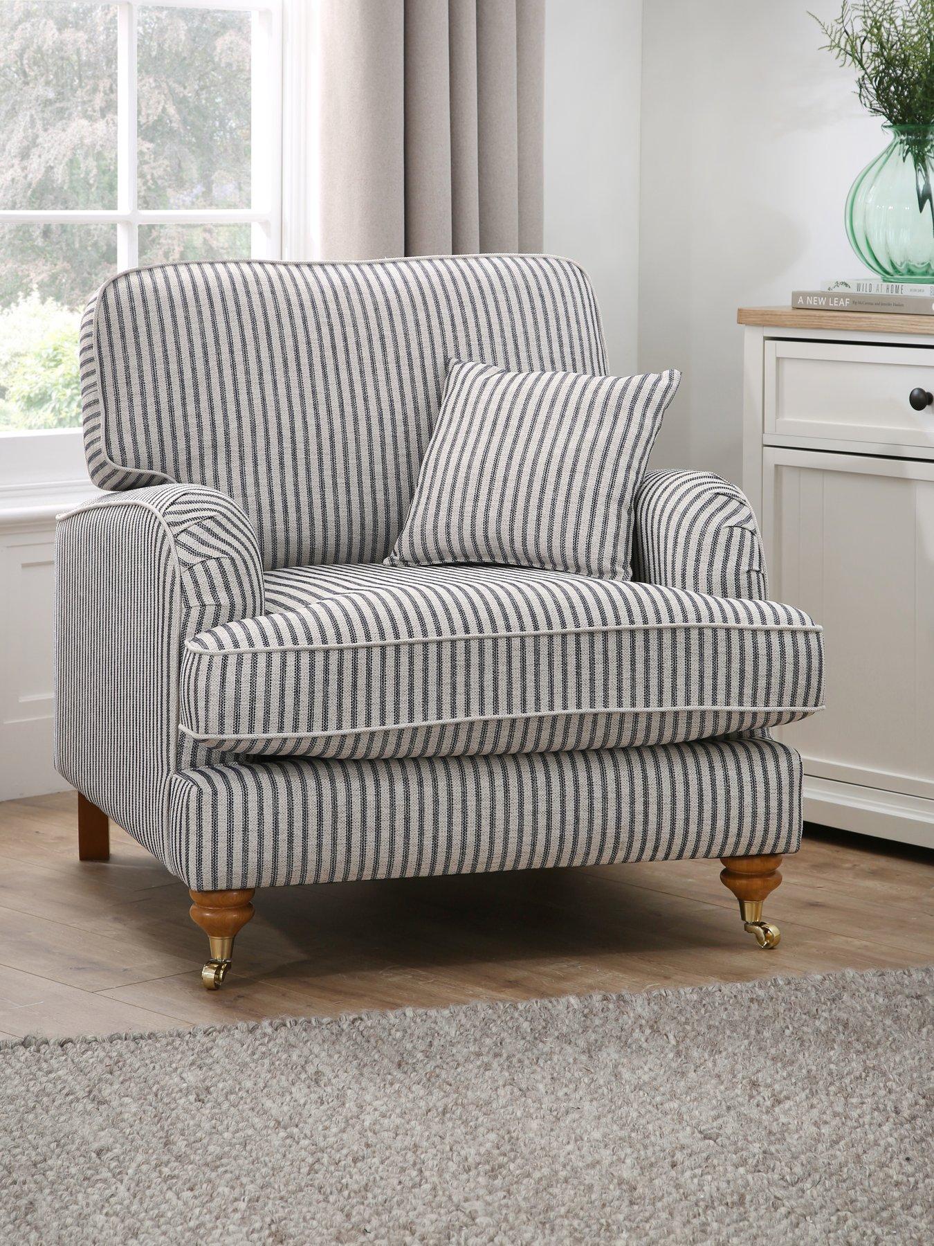 The Very Collection Bay Stripe Fabric Armchair - Made to Order in the UK