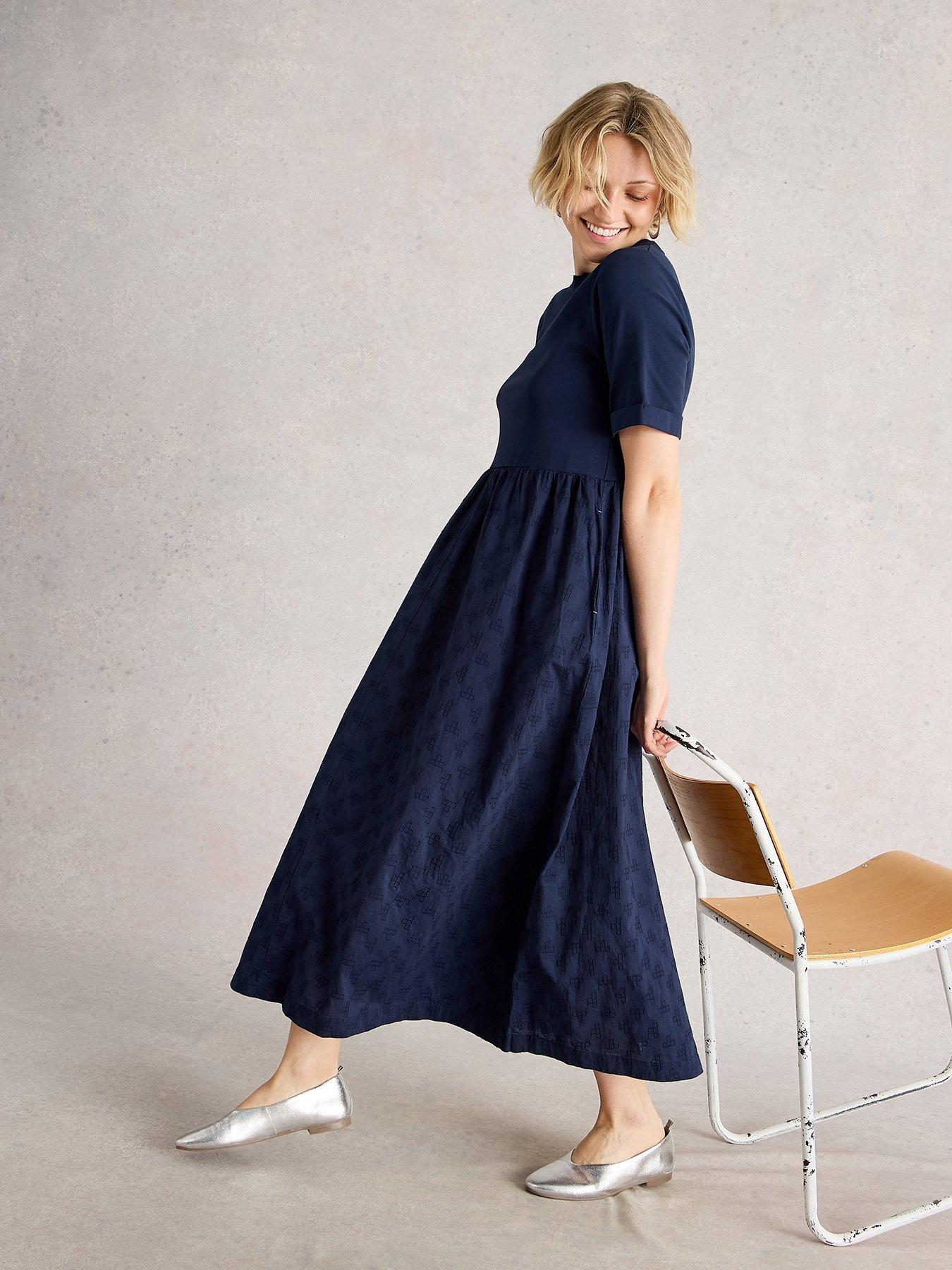  image of white-stuff-vera-broderie-dress-navy