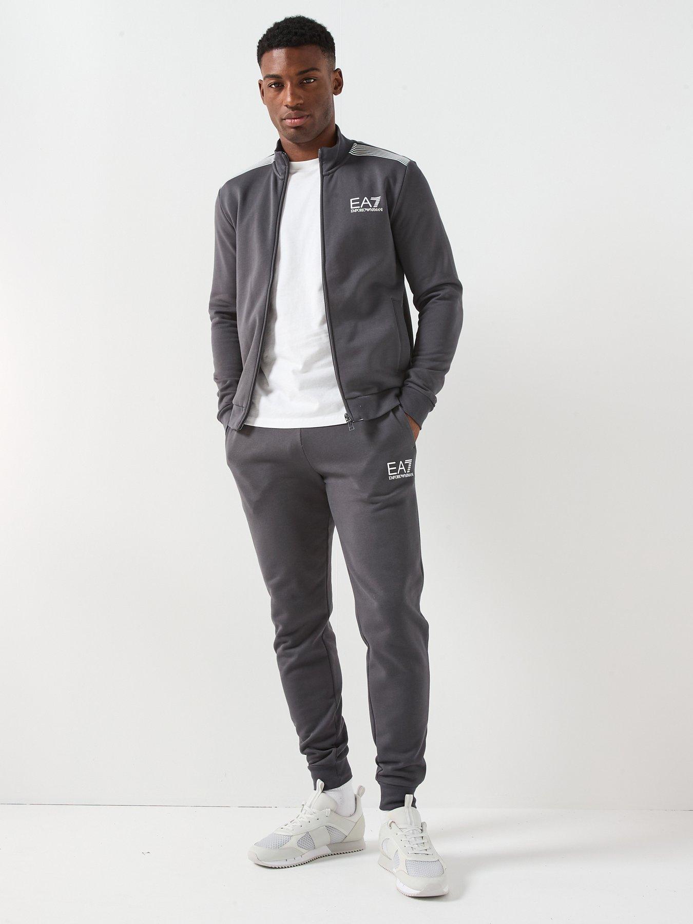 EA7 Emporio Armani Train 7 Lines Large Logo Tracksuit - Grey | Littlewoods