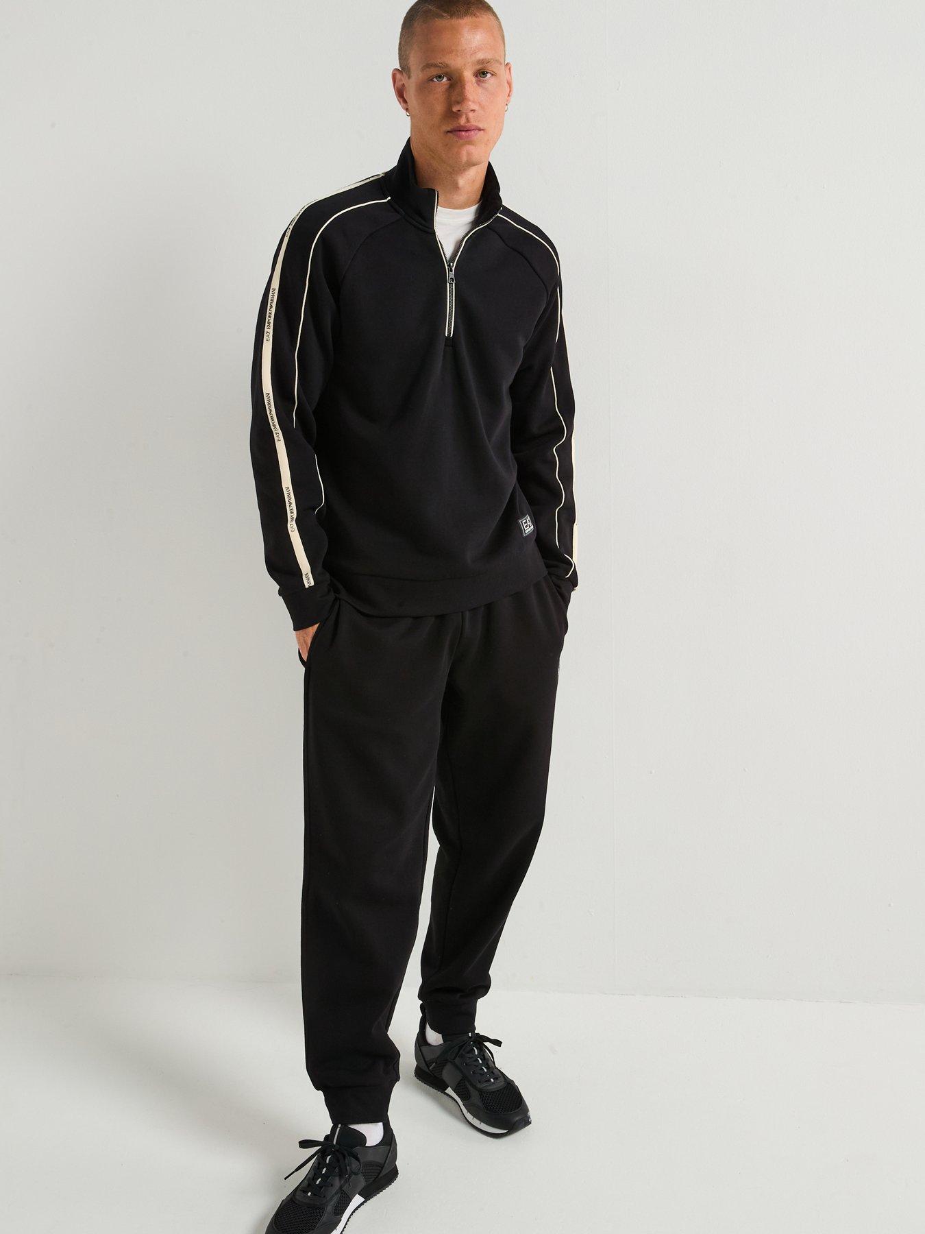 Image 3 of 6 of EA7 Emporio Armani EA7 Train Logo Series Tape Shoulder 1/4 Zip Sweat - Black
