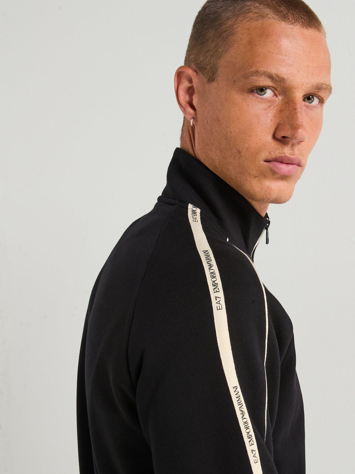 Image 4 of 6 of EA7 Emporio Armani EA7 Train Logo Series Tape Shoulder 1/4 Zip Sweat - Black