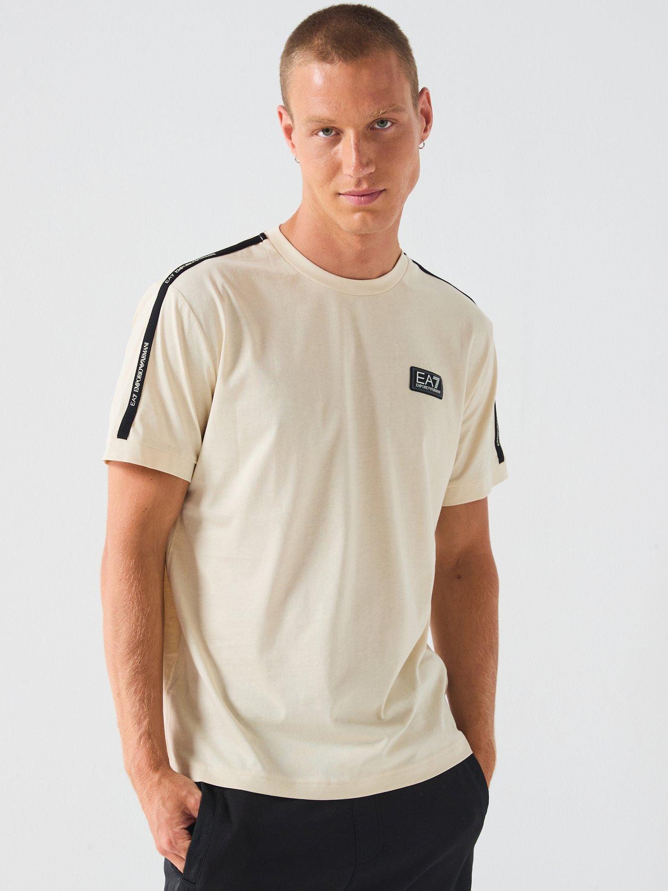 undefined Train Logo Series Tape Shoulder T-Shirt - Beige
