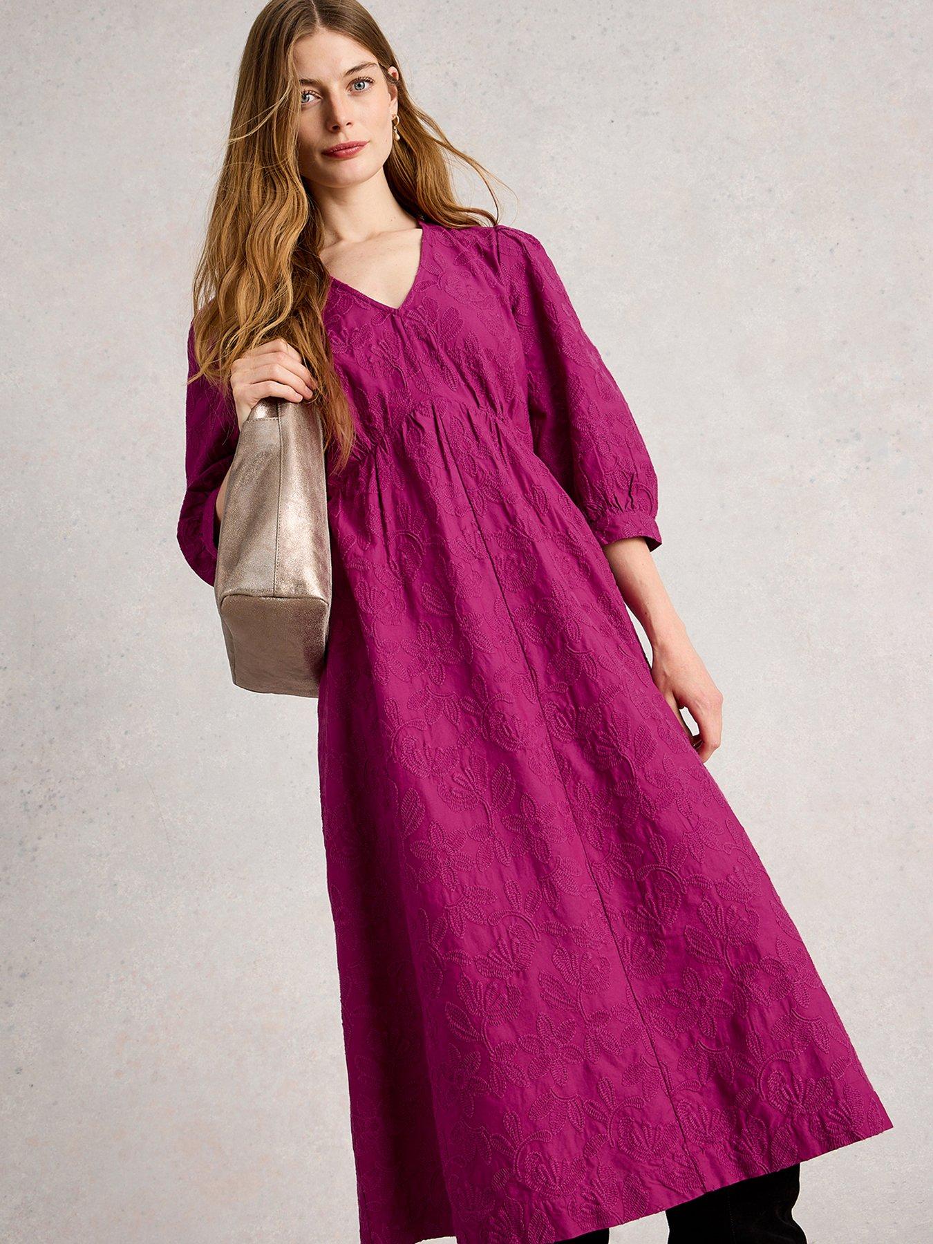White Stuff Lucy Embroidered Dress - Pink