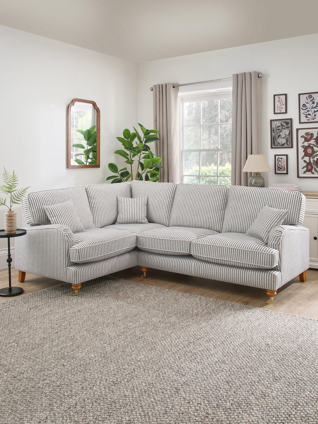 undefined Bay Stripe Left Hand Double Arm Corner Group Sofa - Made to Order in the UK